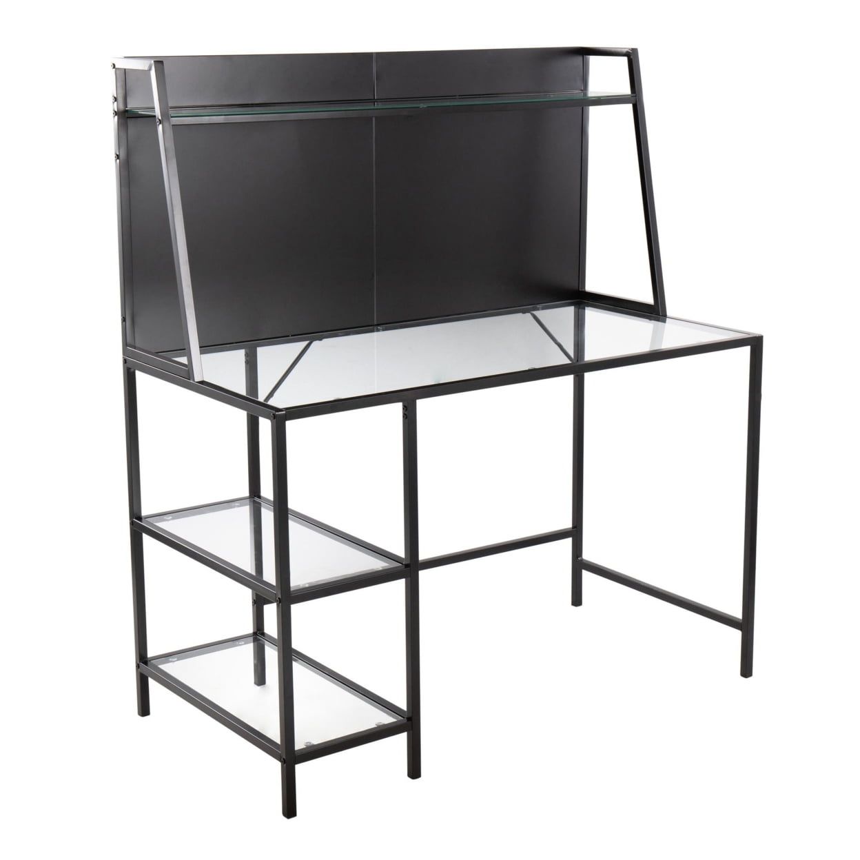 Geo Tier Black Metal and Clear Glass Office Desk