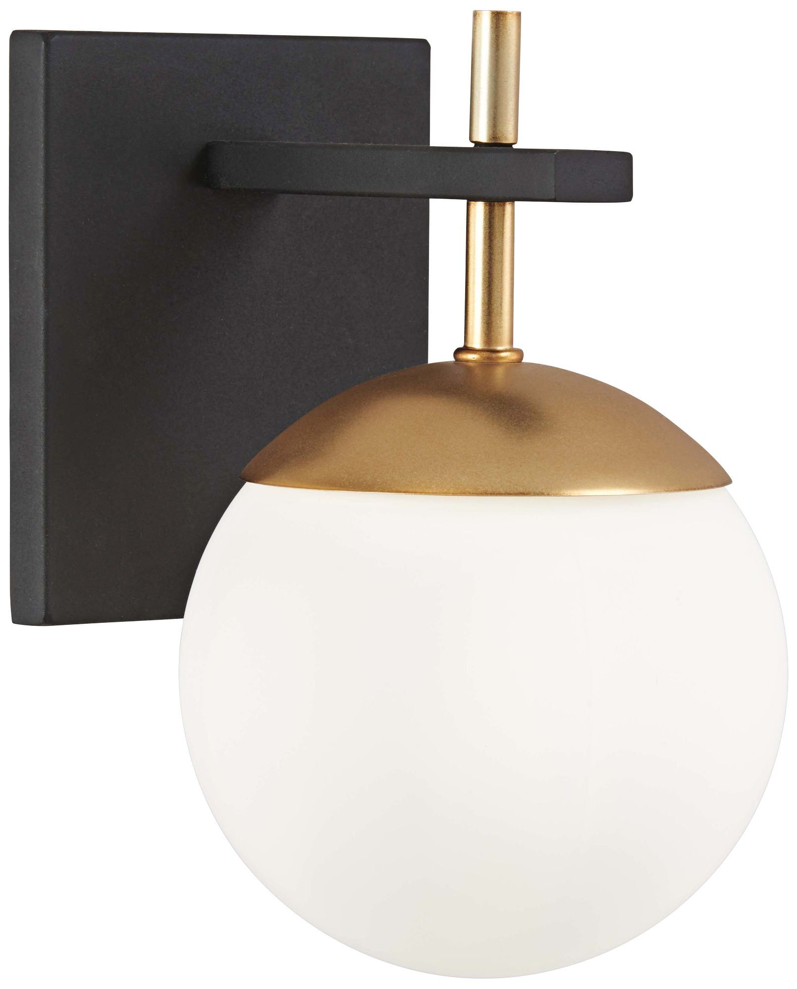 Alluria Etched Opal Glass Wall Sconce in Weathered Black and Autumn Gold