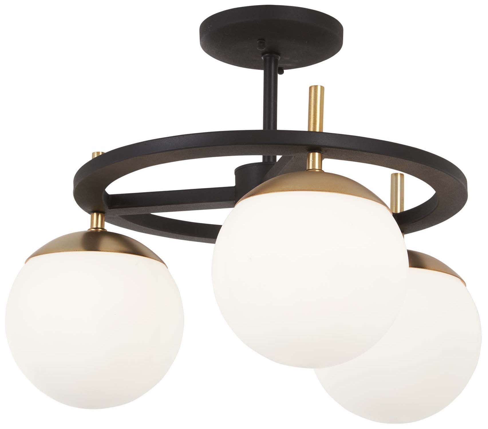 Alluria Weathered Black and Gold Glass Globe Semi Flush Mount