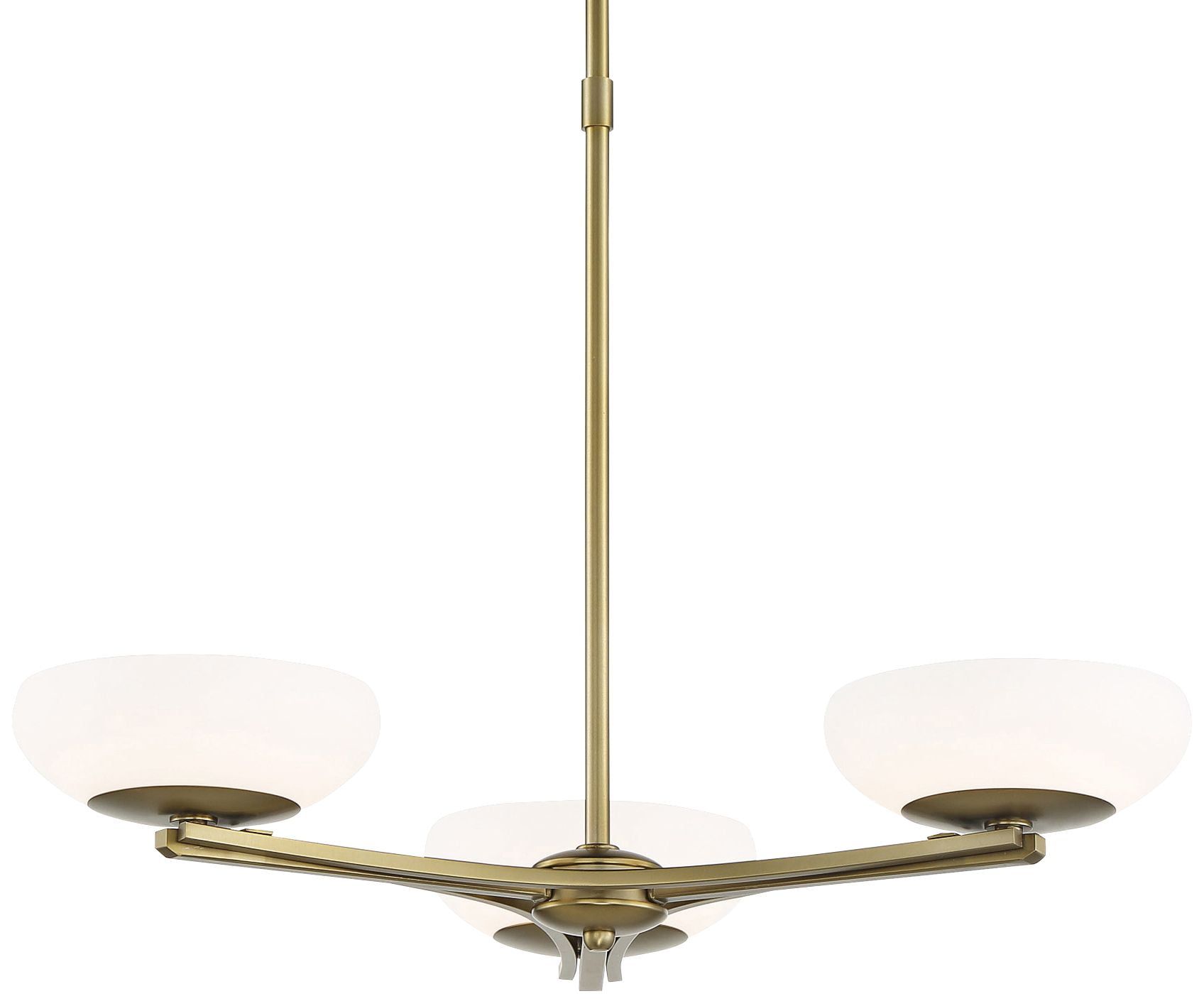 Soft Brass 24" Modern 3-Light LED Chandelier with Etched Opal Glass