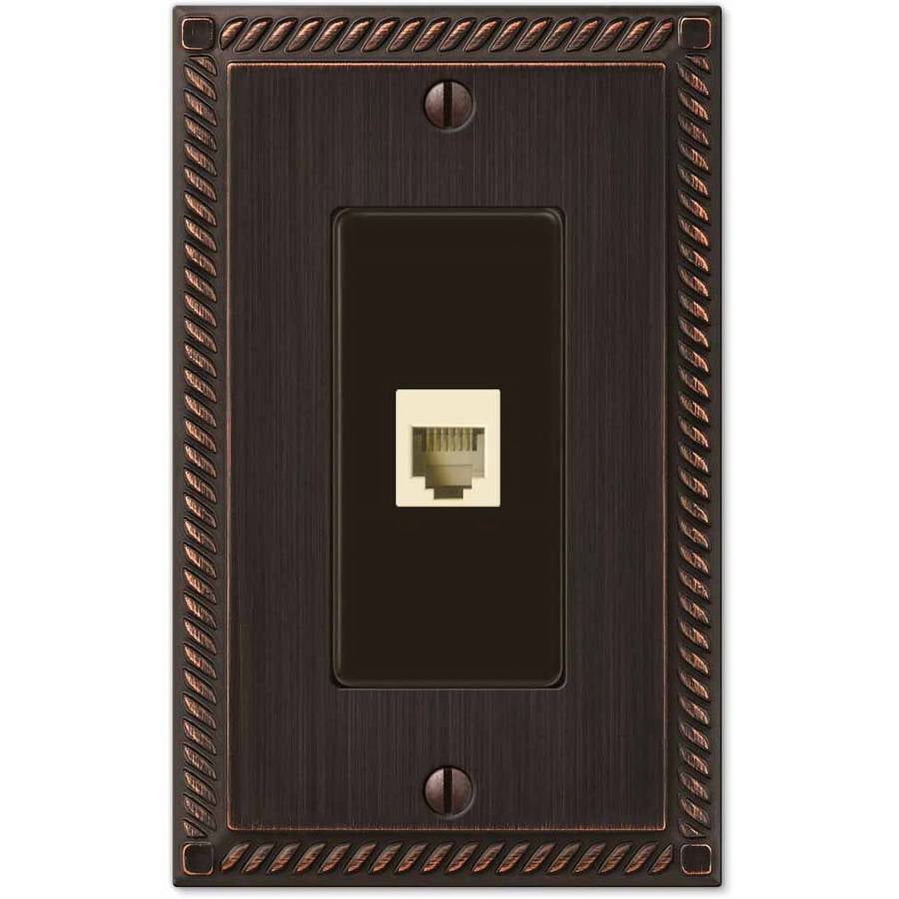 Aged Bronze Rectangular Metal Single Phone Wall Plate