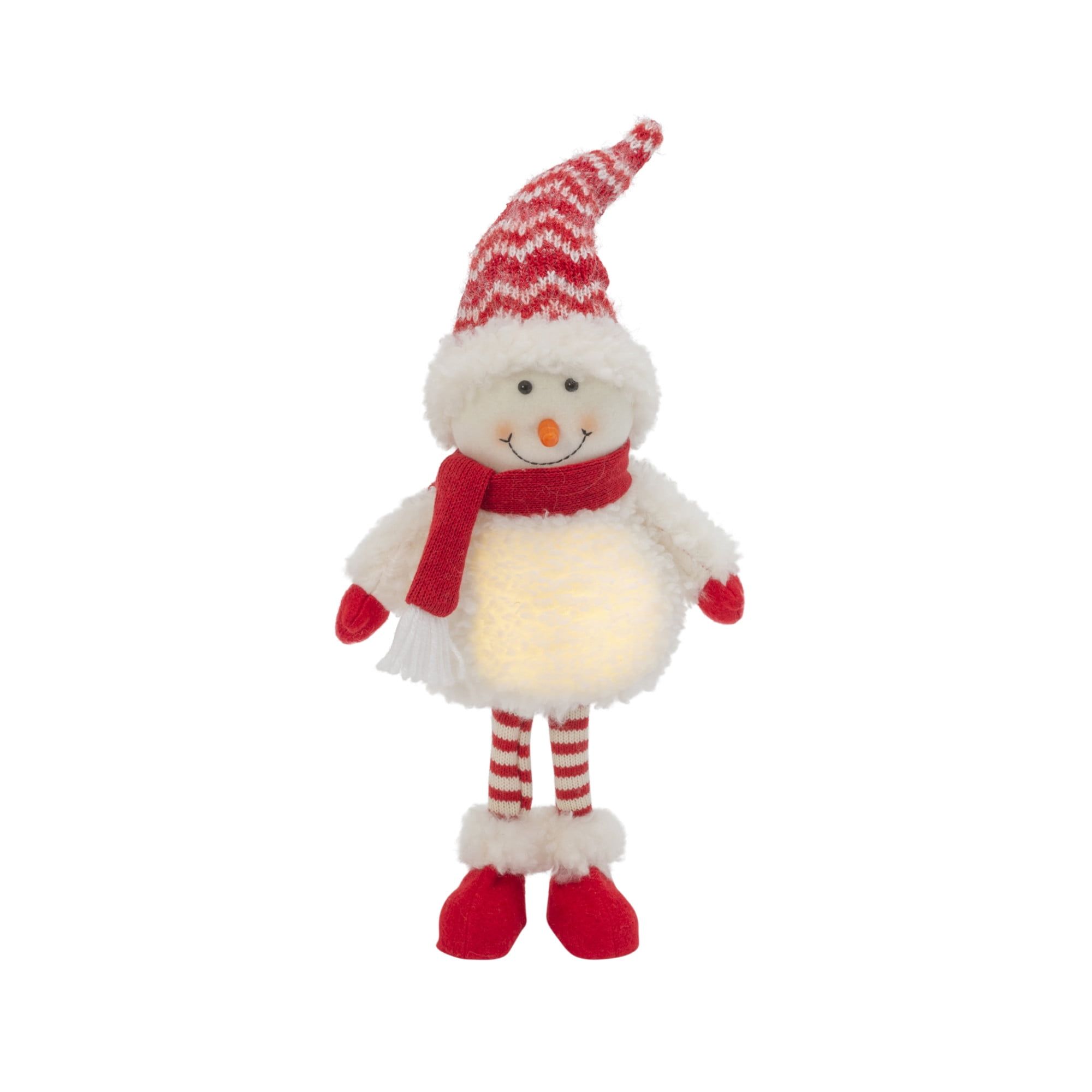 24.8" White Plastic Winter Snowman Figurine with Lights