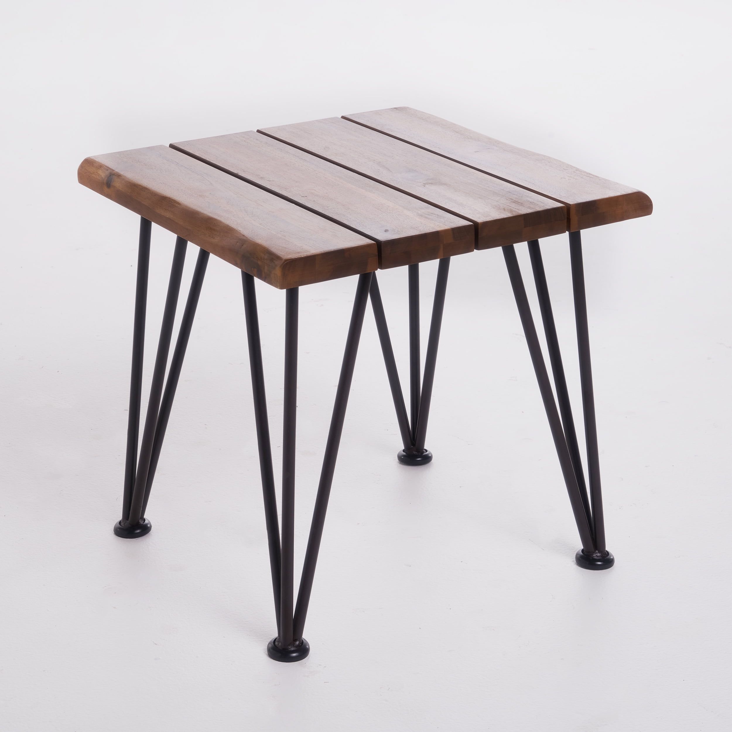 Gerston 18" Teak Acacia Wood and Rustic Iron Side Table