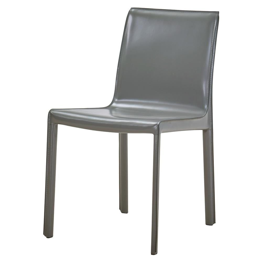 Anthracite Recycled Leather & Metal Side Chair 19"x33.5"