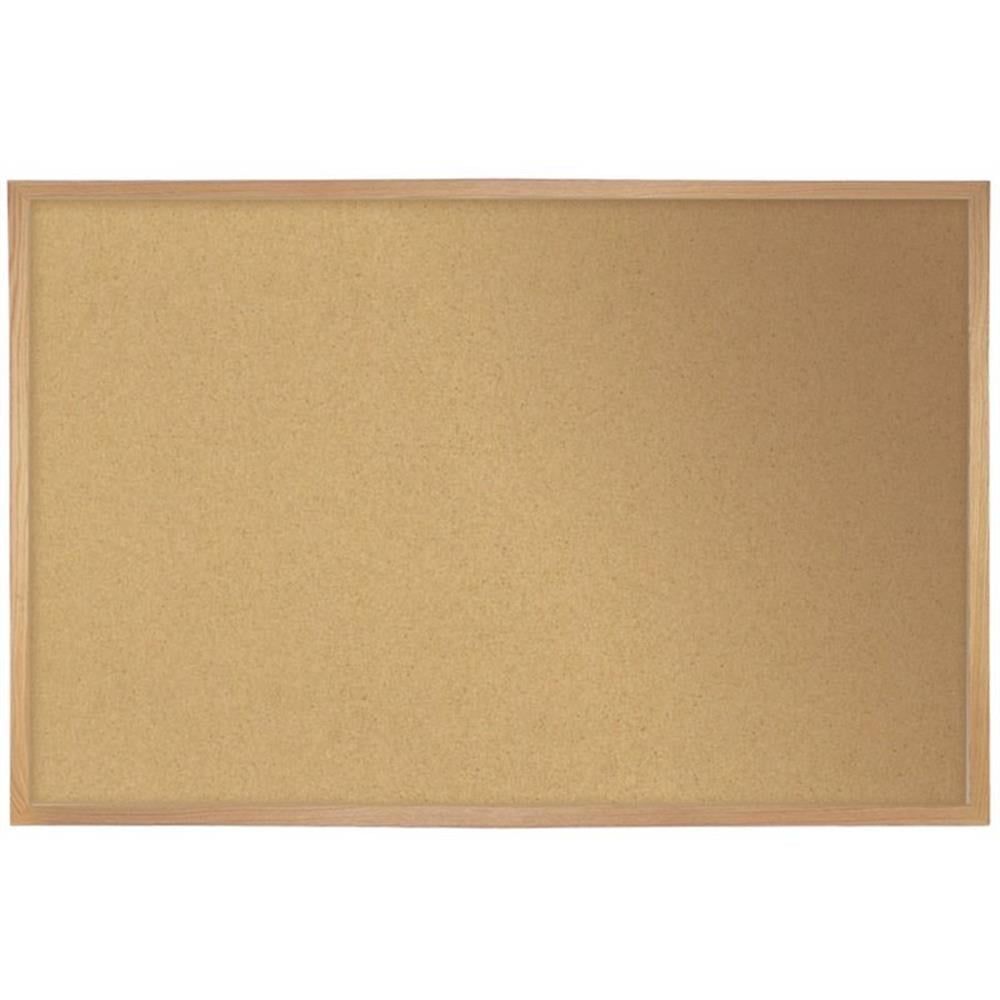 Ghent Oak Finish Solid Wood Frame Natural Cork Bulletin Board 36" x 46.5"