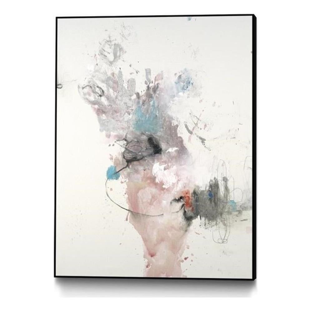 Abstract 24x32 White and Pink Canvas Framed Art