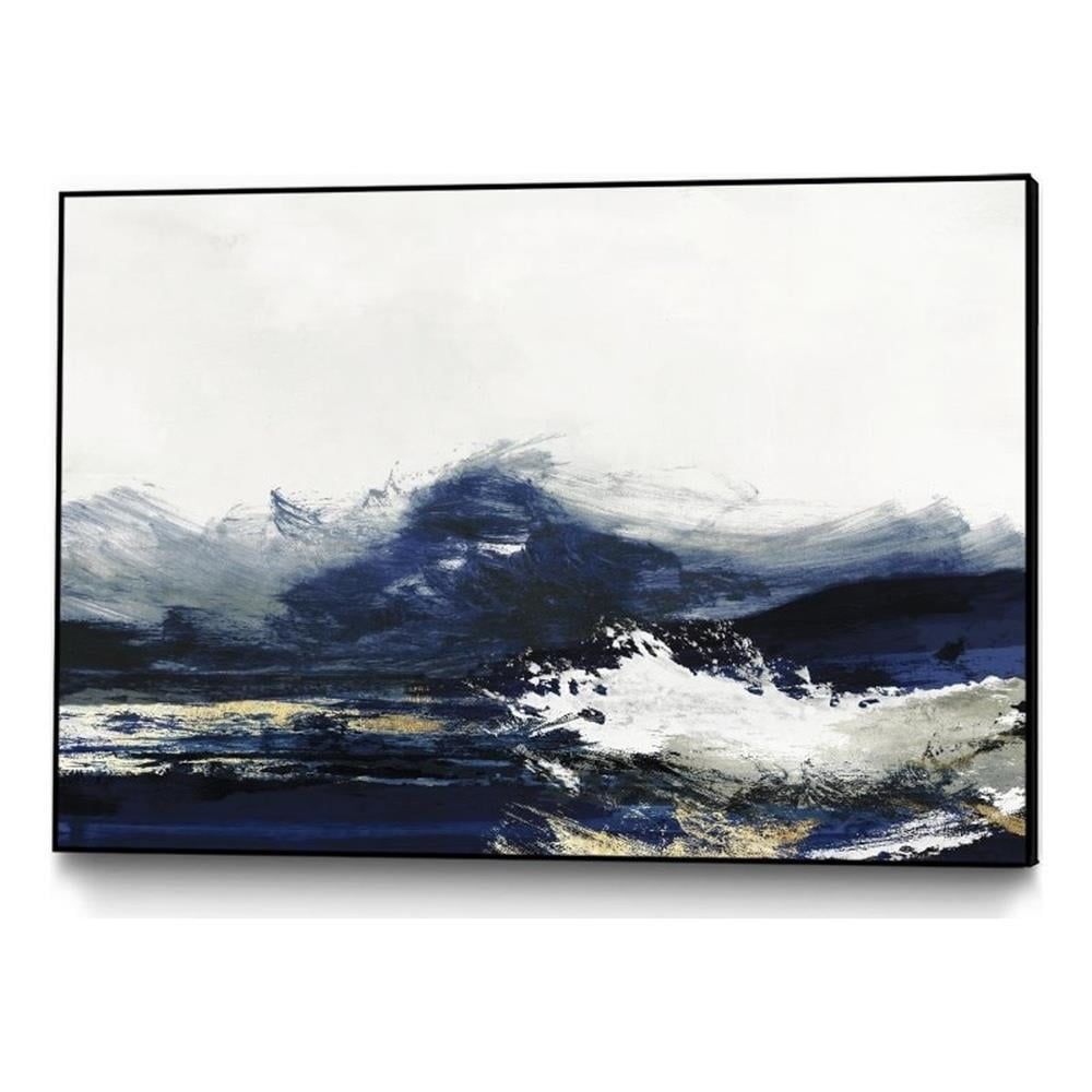 Large Blue and White Abstract Canvas Framed Art 36x24