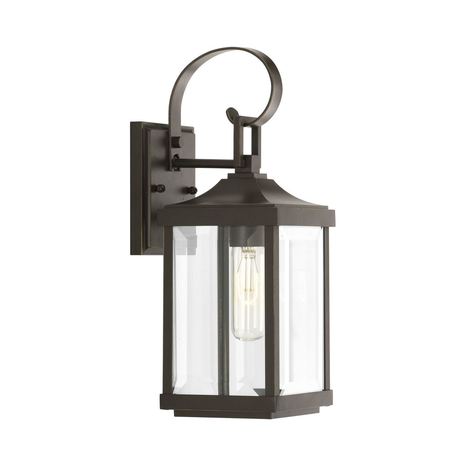 Elegant Bronze Lantern Wall Light with Clear Beveled Glass