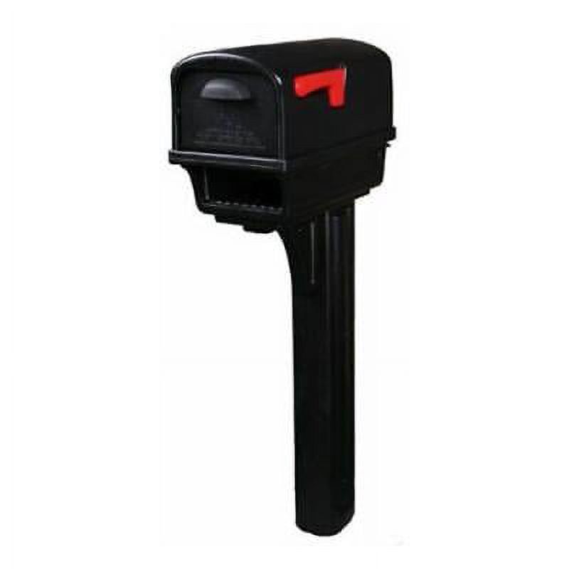 Large Black Plastic Post Mount Mailbox with Rear Access