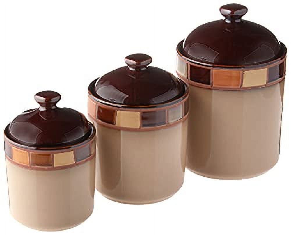 Gibson Elite Beige and Brown Ceramic Canister Set