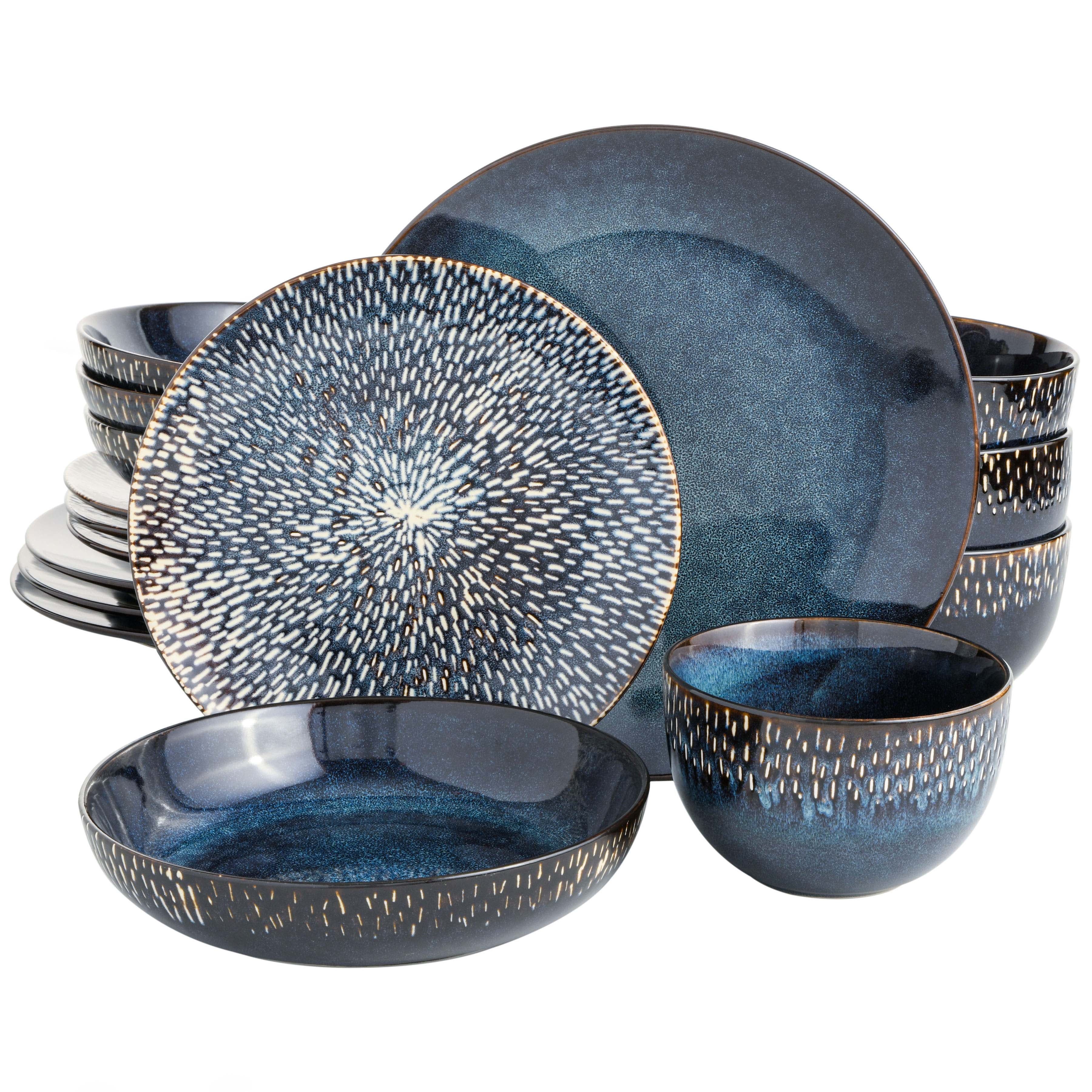 Cobalt Blue Ceramic 16-Piece Dinnerware Set for 4