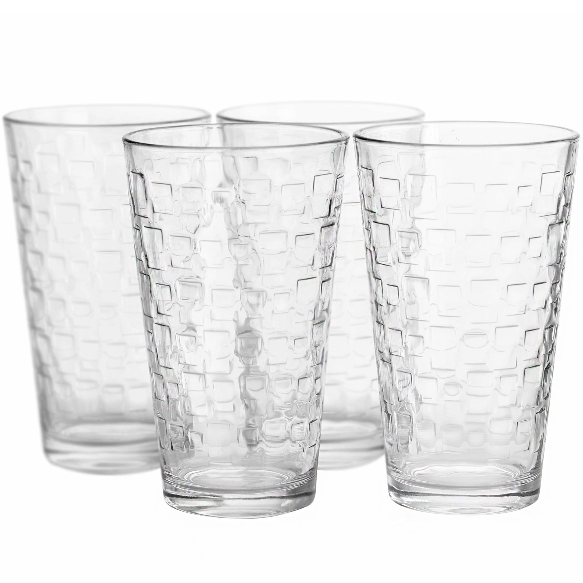 Gibson Home Clear Glass 16oz Tumbler Set with Square Pattern