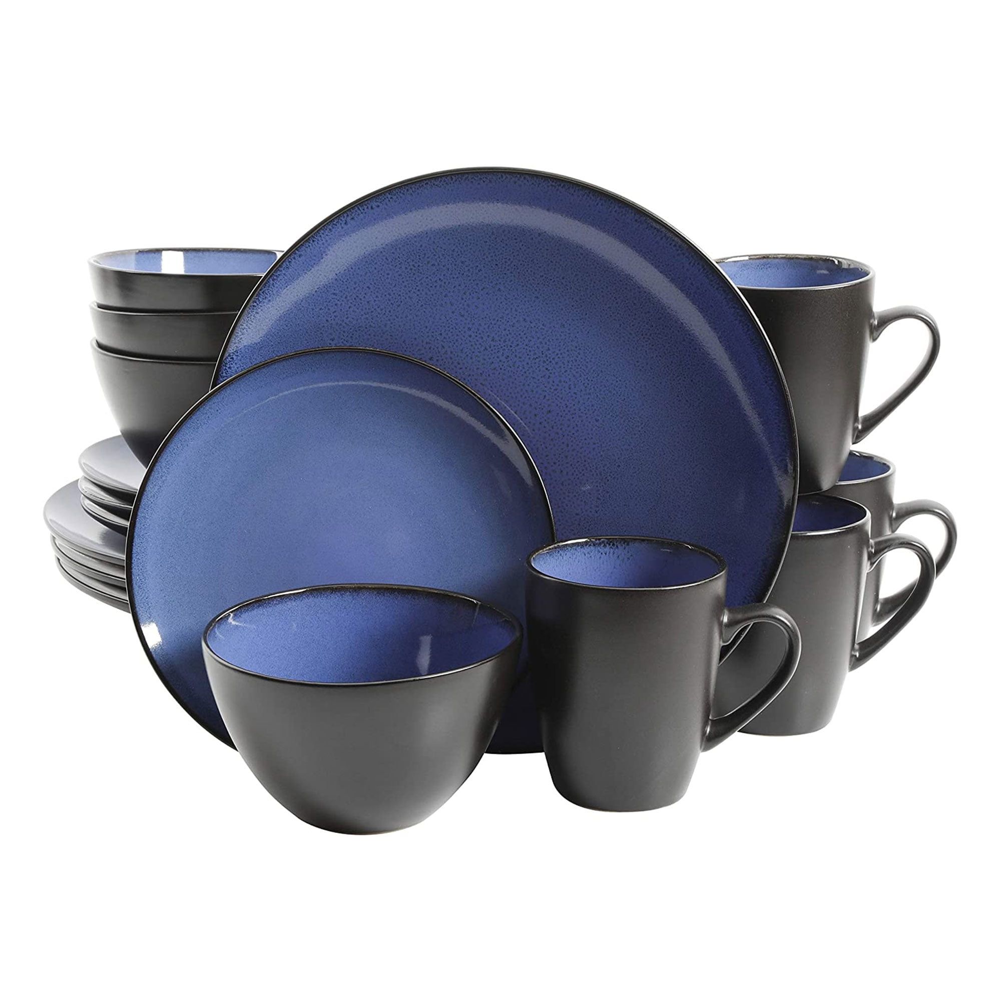 Blue Ceramic 16-Piece Reactive Glaze Dinnerware Set