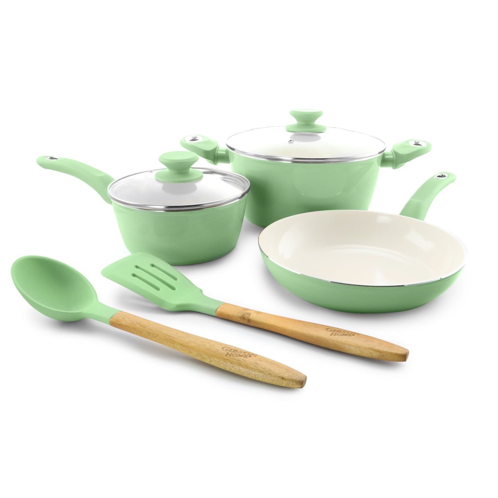 Mint Green Aluminum 7-Piece Non-Stick Cookware Set