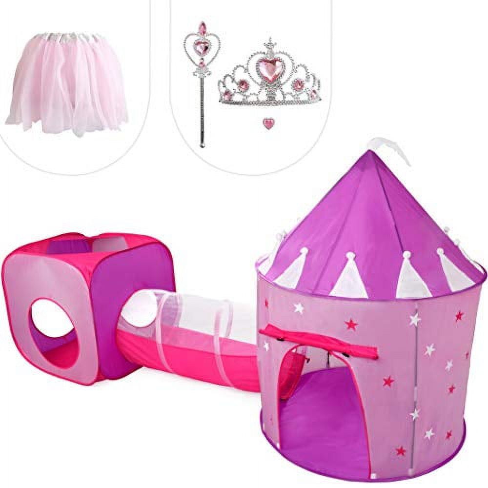 Princess Castle Play Tent Set with Tunnel and Dress Up Costume