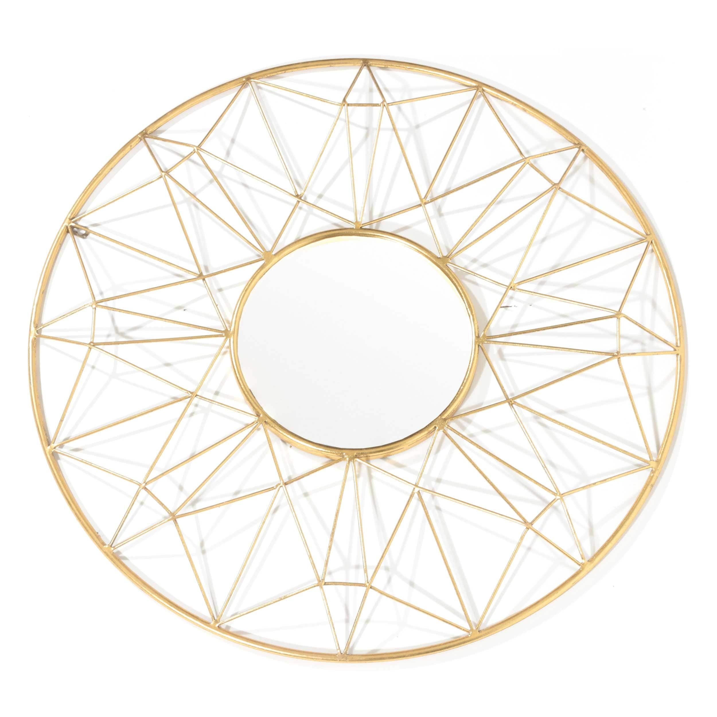 Hana 32" Round Gold Metal Wall Mirror