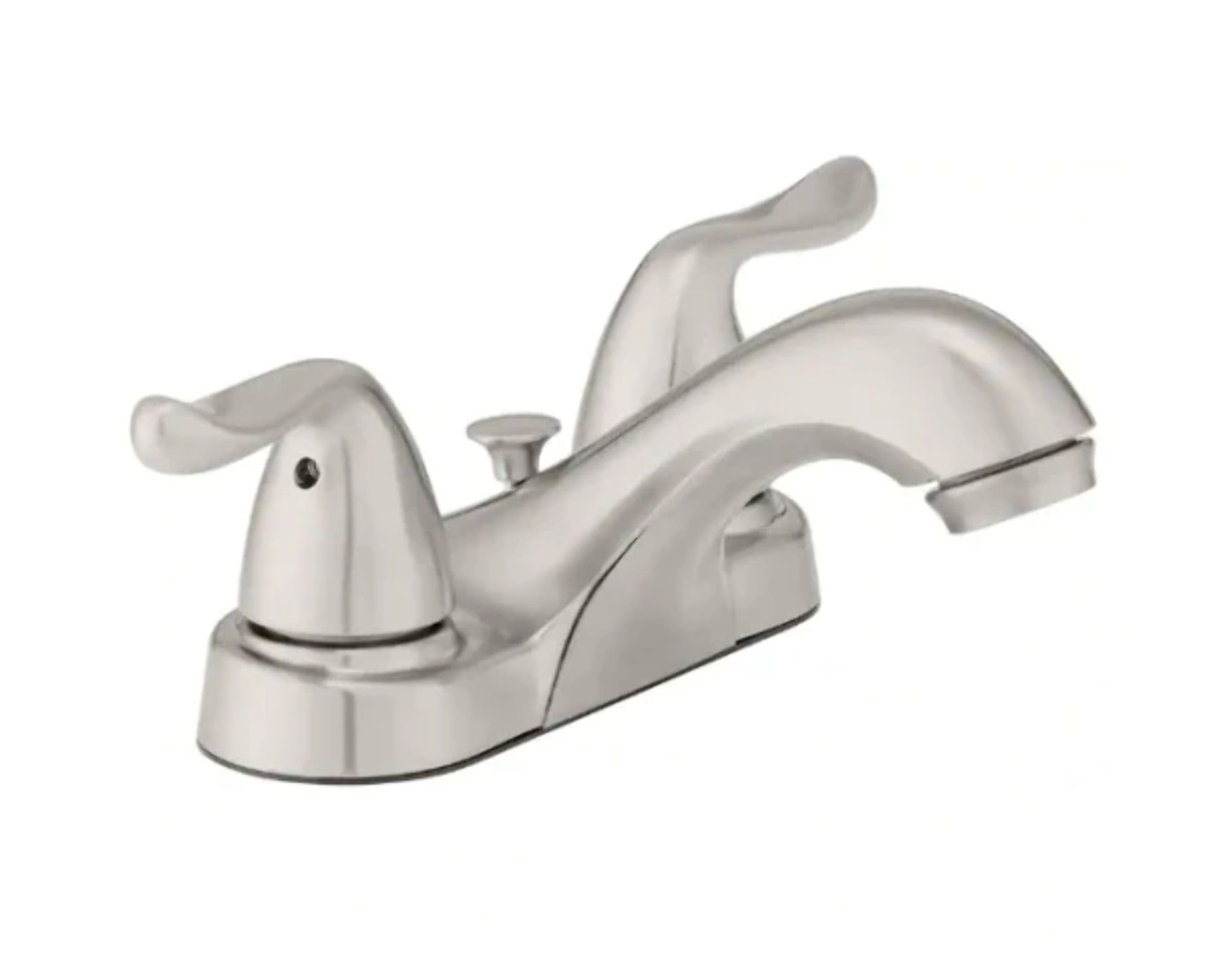 Brushed Nickel 4" Double Handle Low-Arc Bathroom Faucet