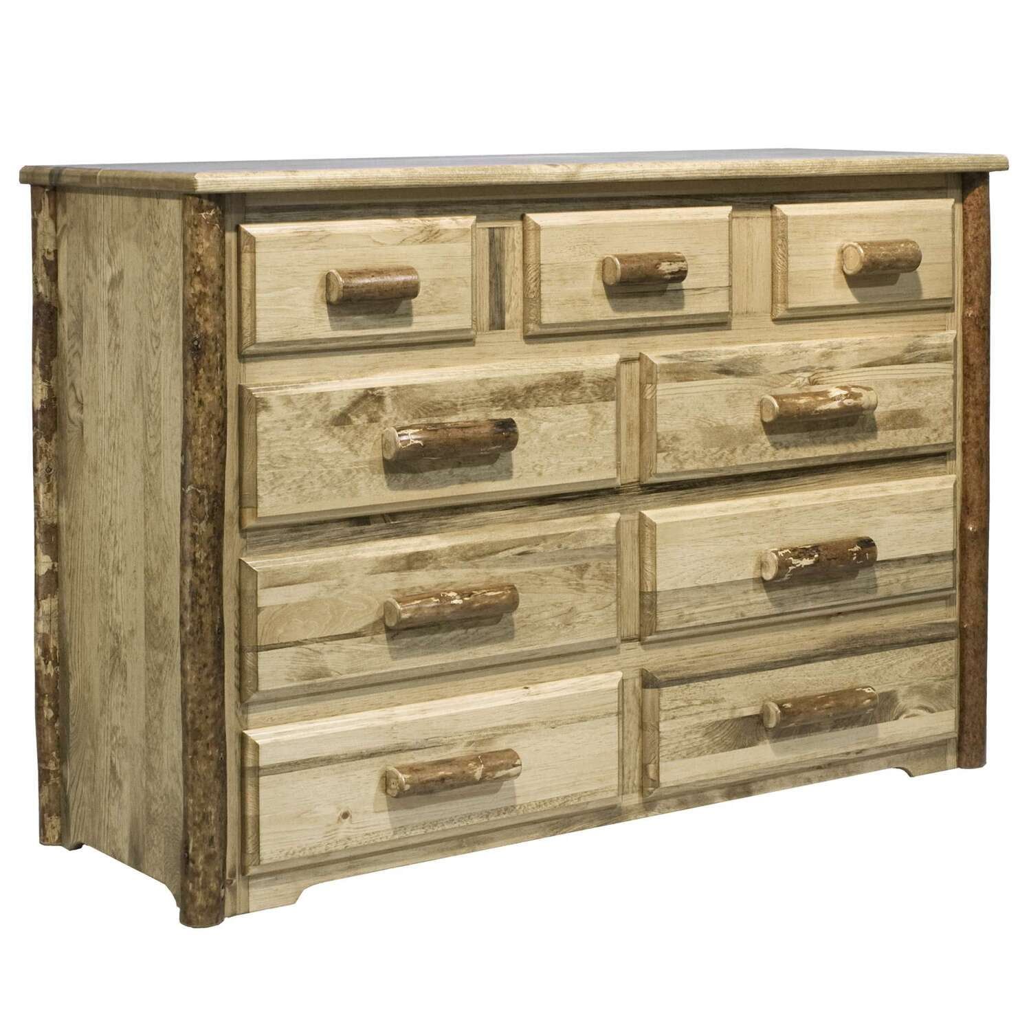 Rustic Pine 9-Drawer Solid Wood Dresser with Soft Close