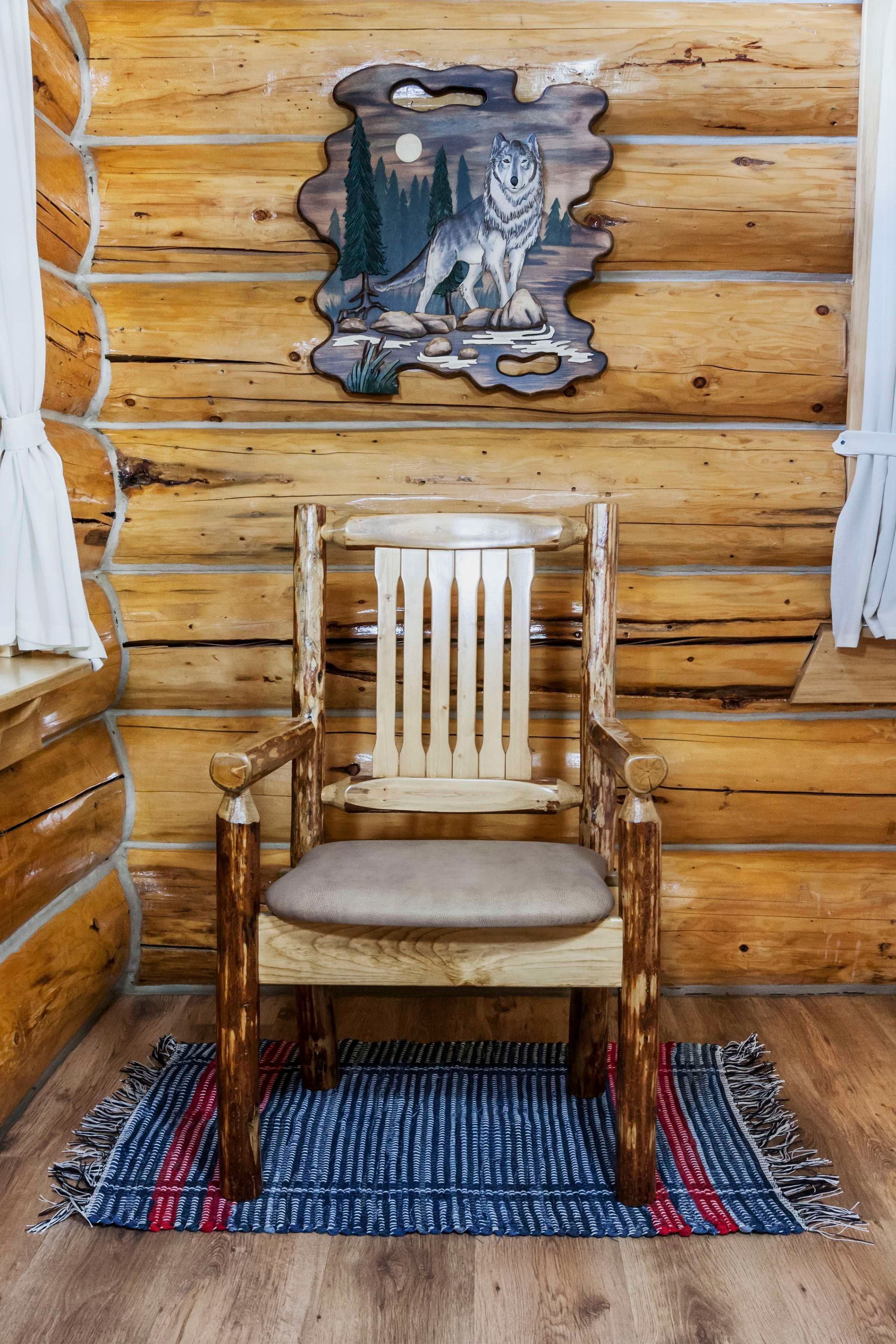 Glacier Country Buckskin Pattern Upholstered Captain's Chair