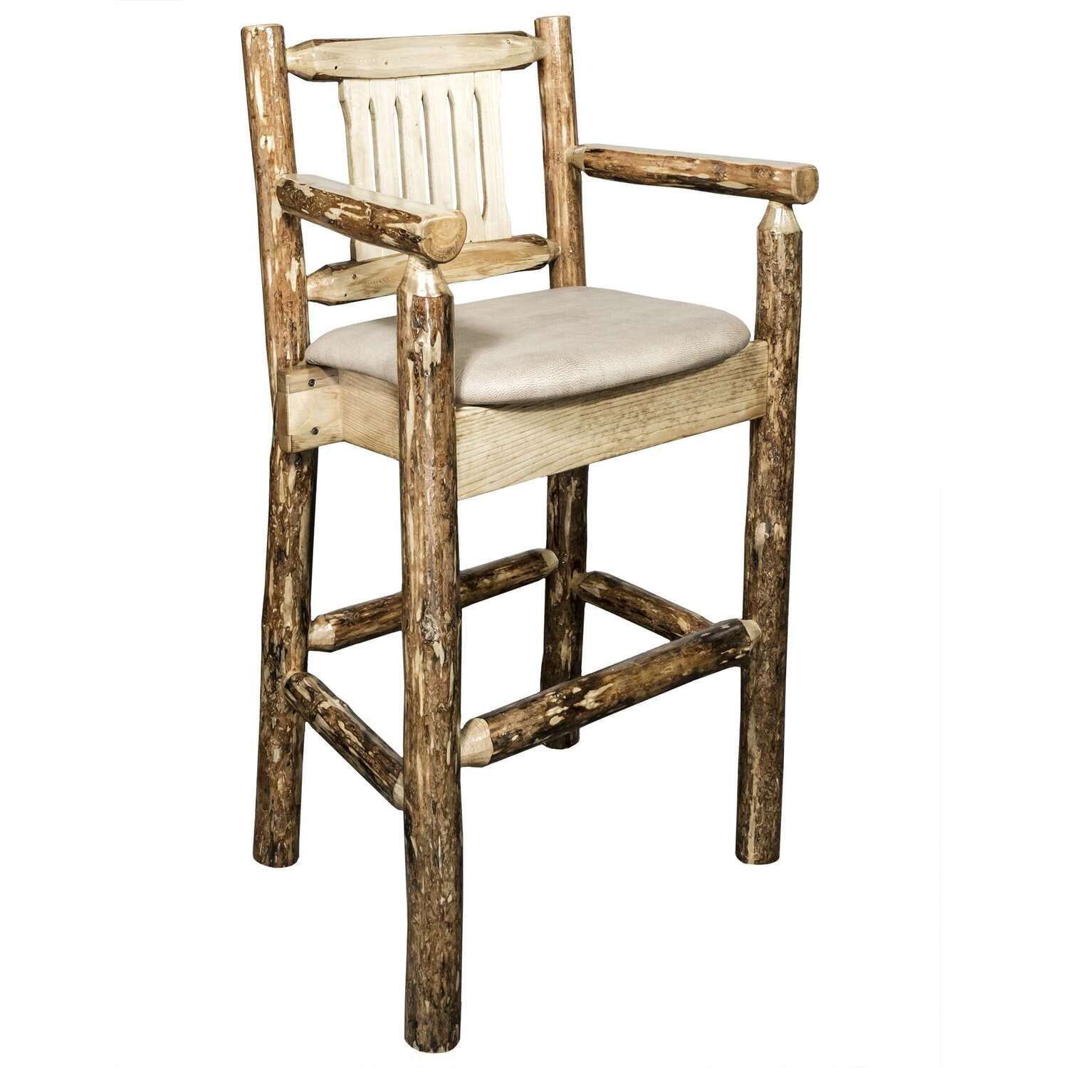 Buckskin Swivel Captains Counter Stool with Slat Back Design