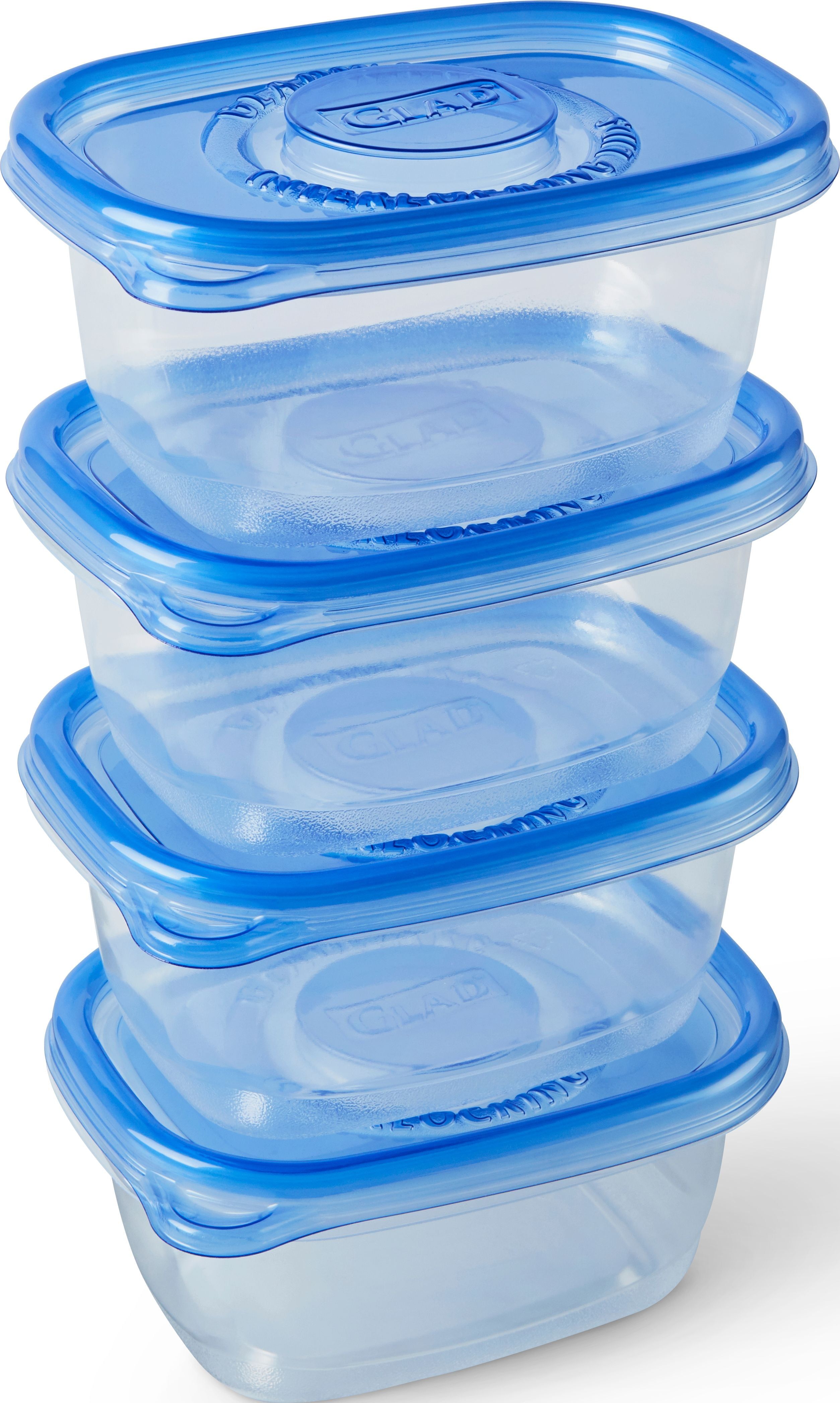 Medium Rectangle BPA-Free Plastic Lunch Containers with Lids, Set of 4