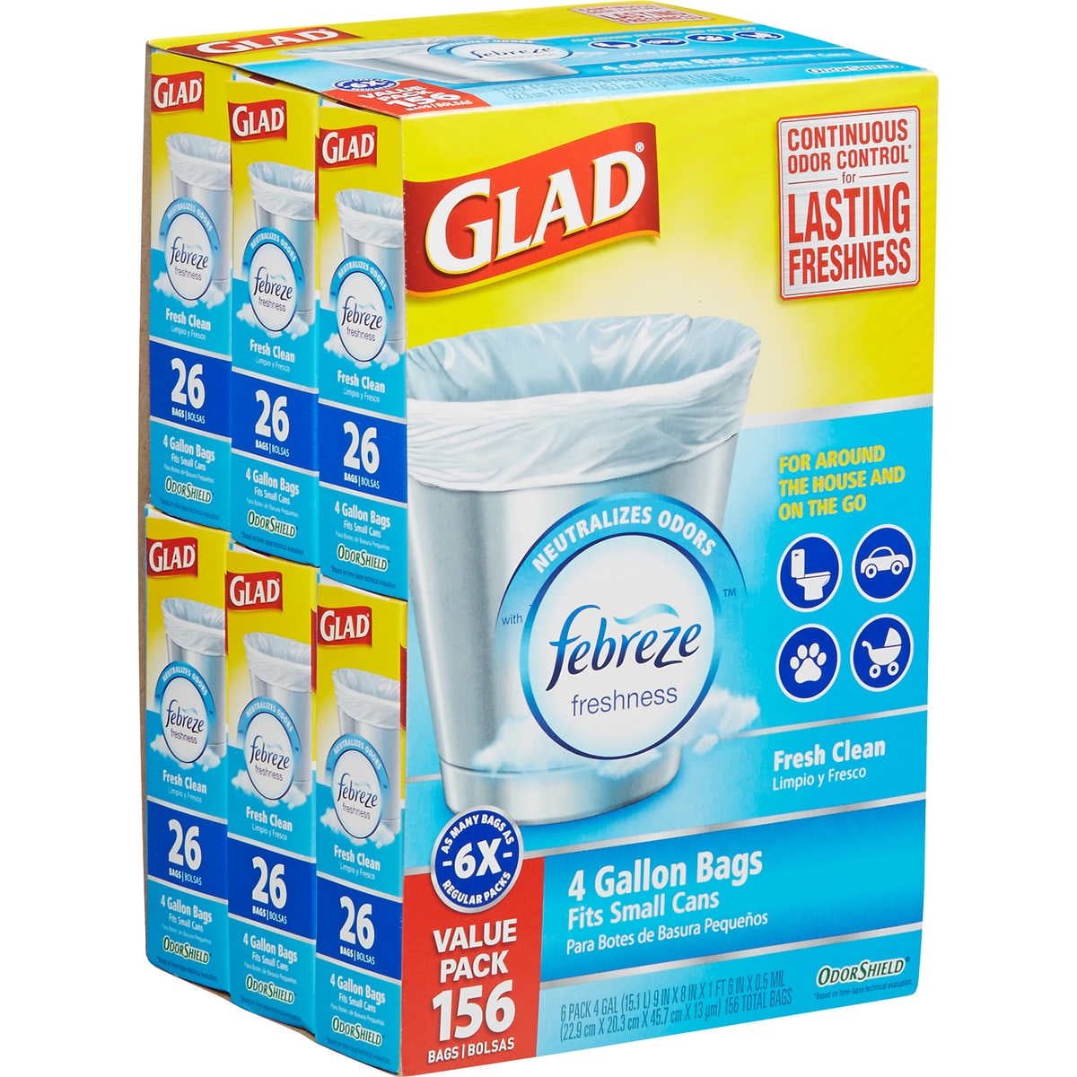 Glad 4 Gallon White Scented Trash Bags with Febreze Freshness