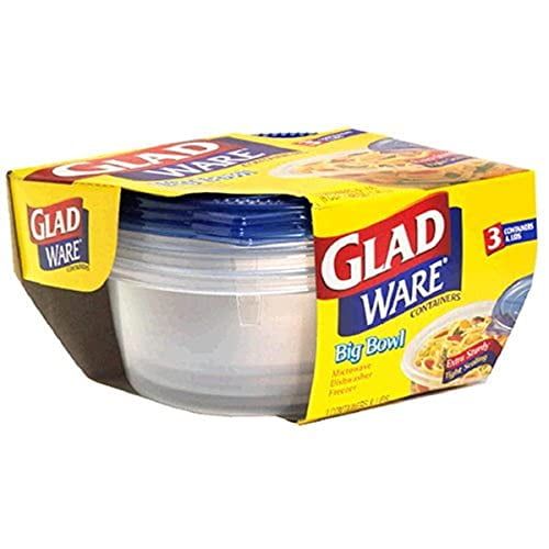 GladWare 48 oz Round Plastic Bowls with Lids, Set of 3