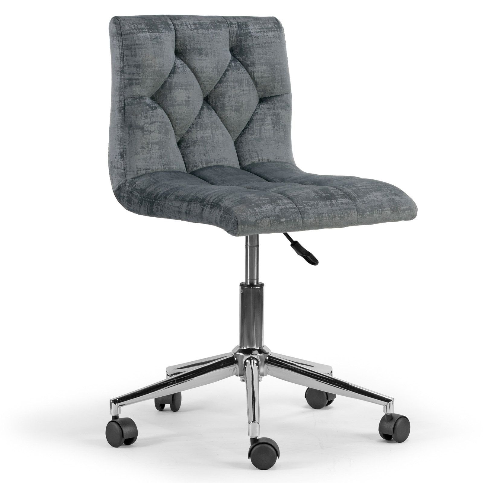 Gray Velvet Adjustable Height Swivel Task Chair with Chrome Base