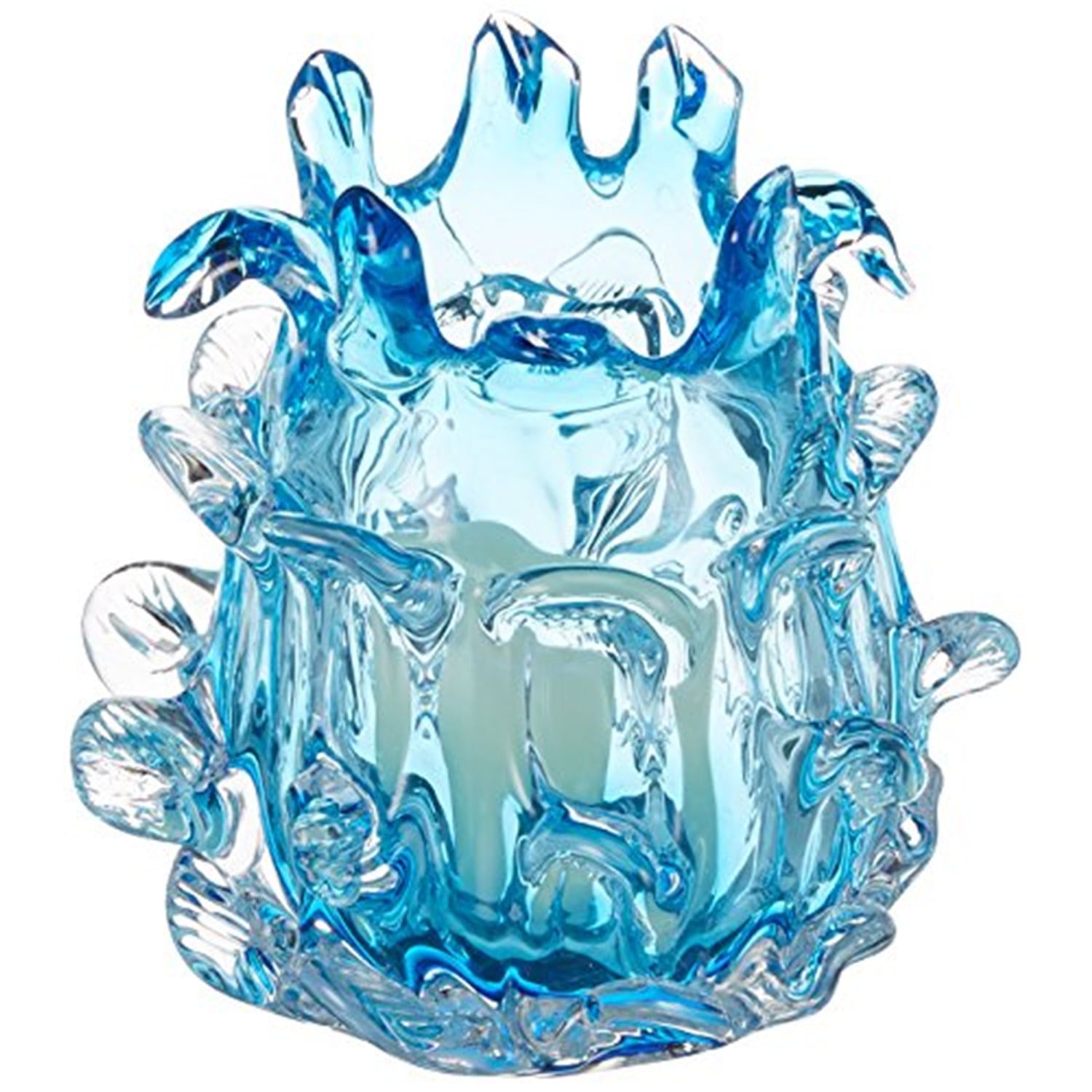 Aquamarine Festival Glass Tabletop Candleholder 6"