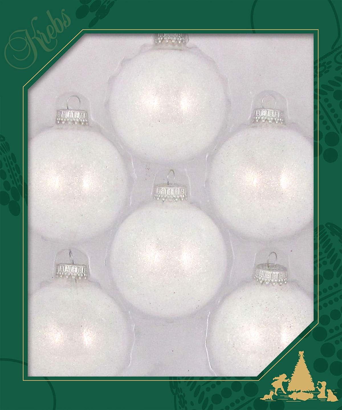 Snow Sparkle Shatterproof Glass Christmas Ornaments Set