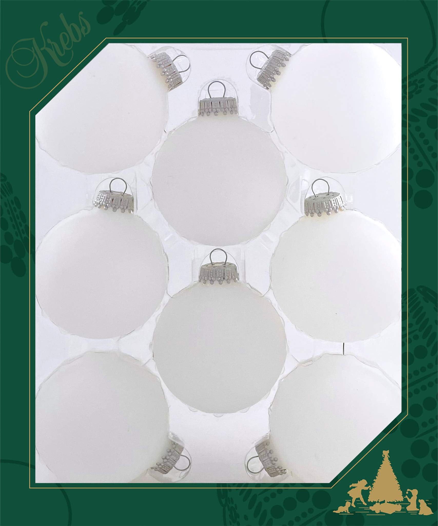 Frosted Glass Christmas Ornaments with Silver Caps, Set of 8