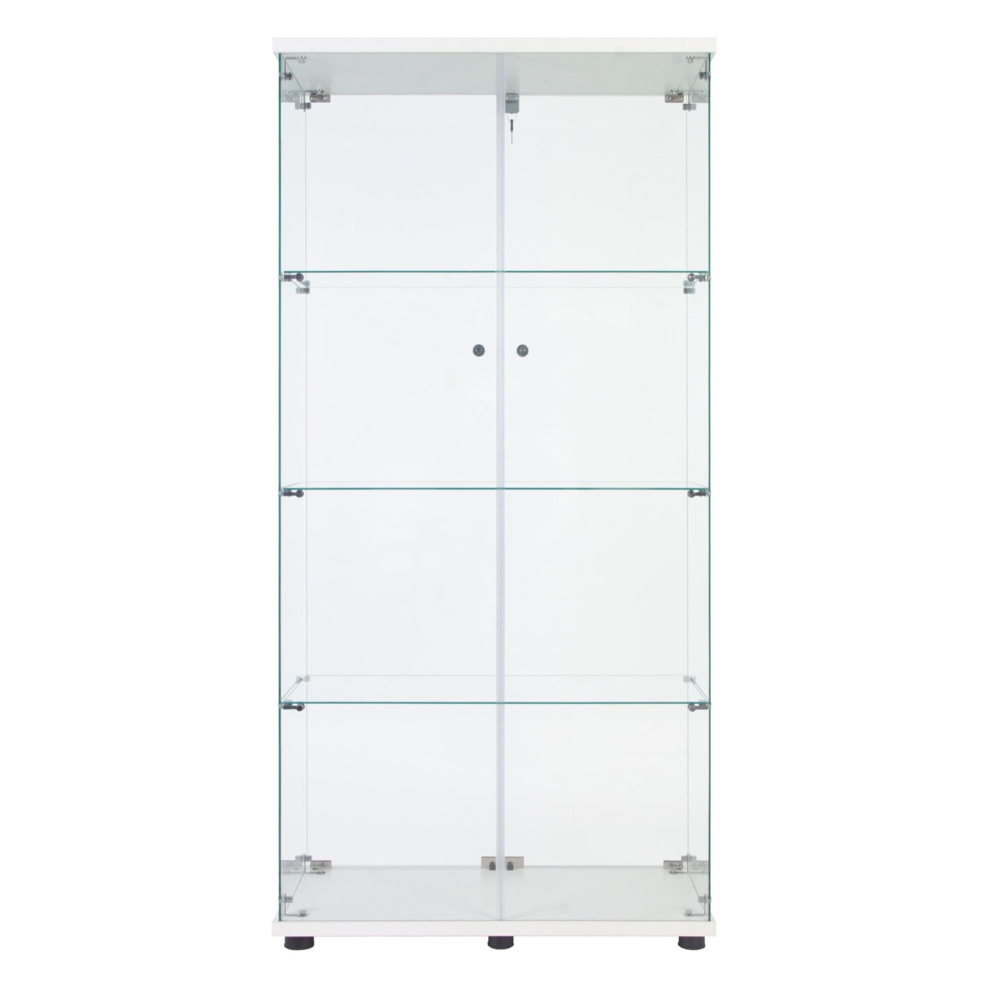 White Glass Lighted Curio Cabinet with 4 Shelves