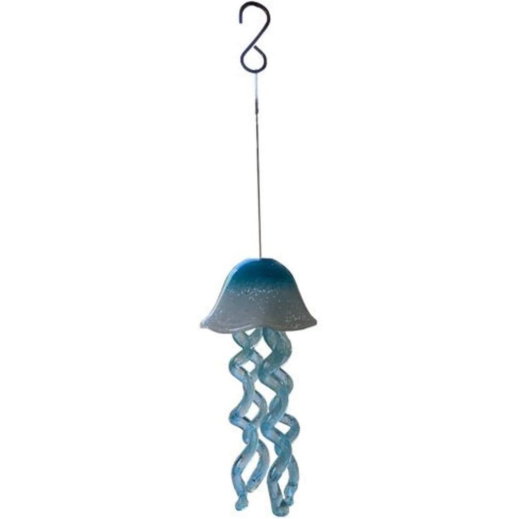 20-Inch Blue and Teal Glass Jellyfish Wind Chime