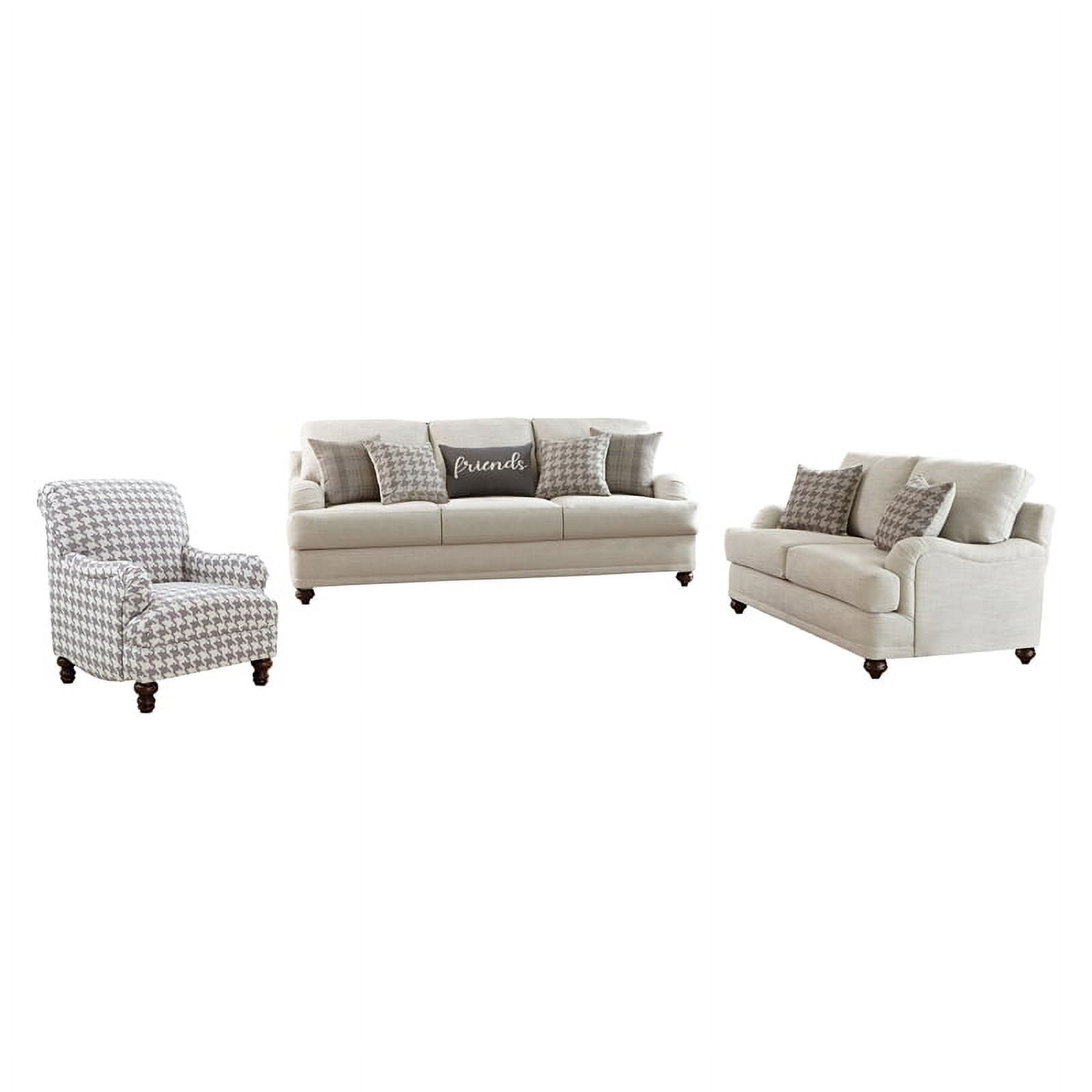 Glenn Light Grey Linen 3-Piece Living Room Set