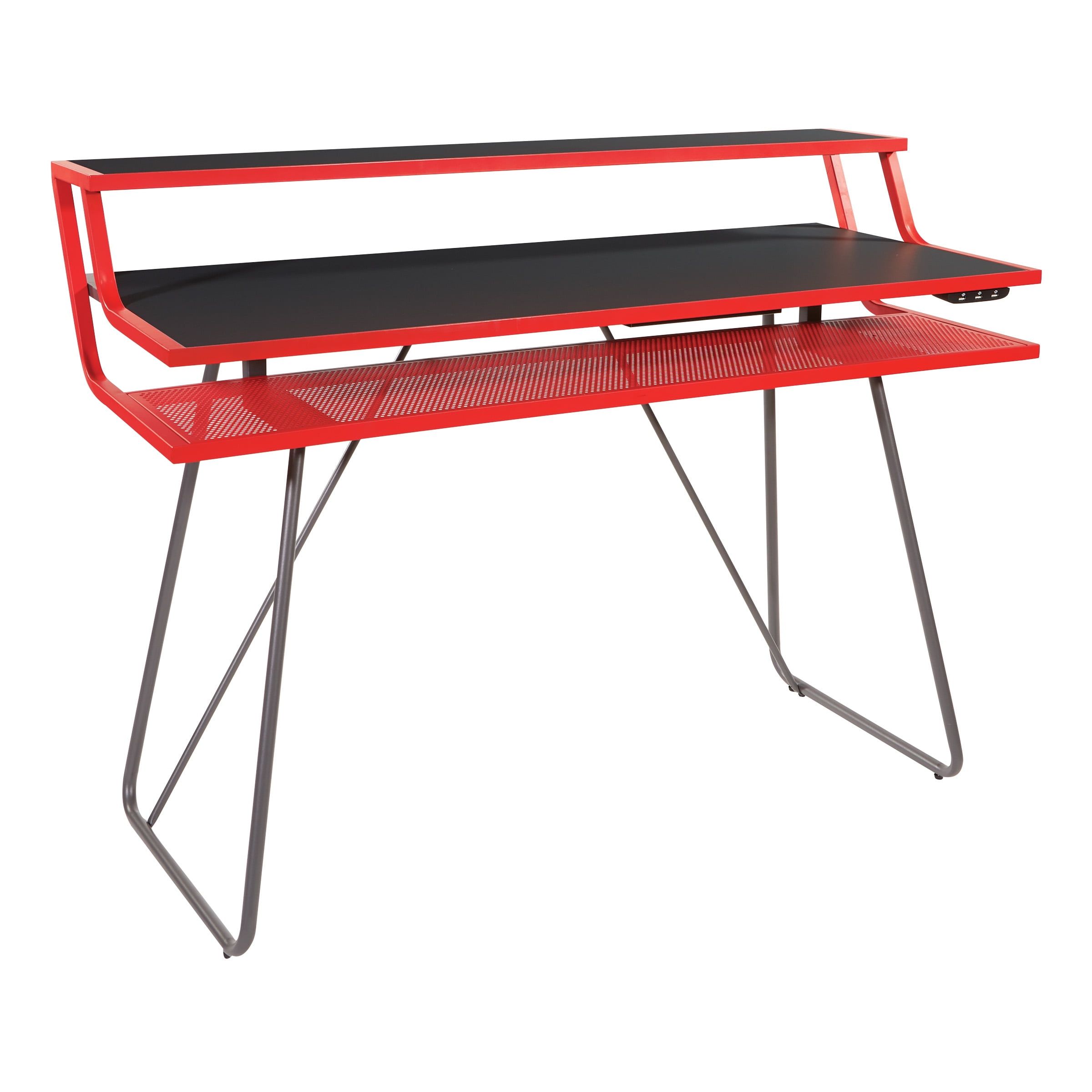 Glitch Red 51" Gaming Desk with LED Lights and Metal Legs