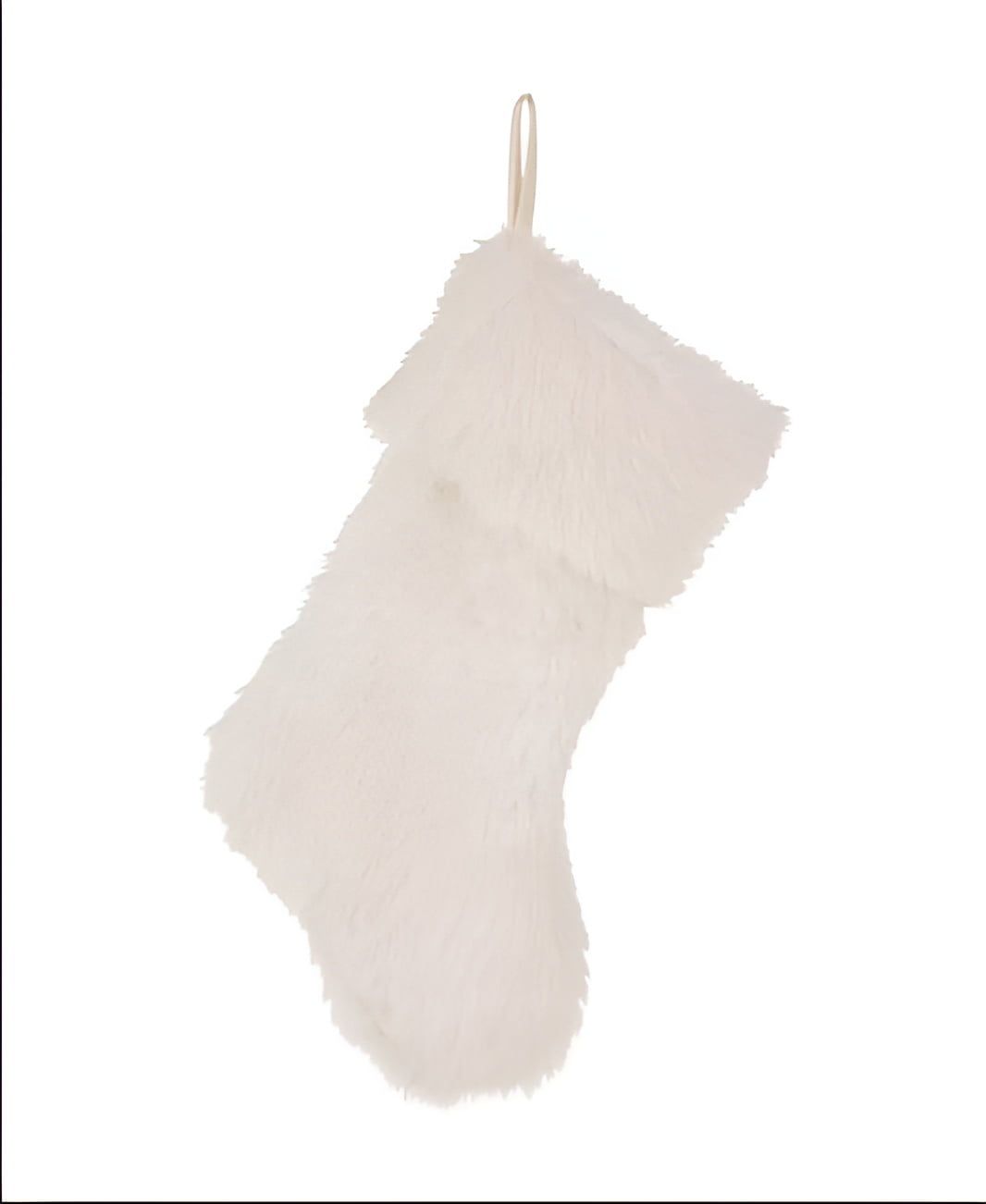 White Plush Velvet Christmas Stocking with Silver Sequin