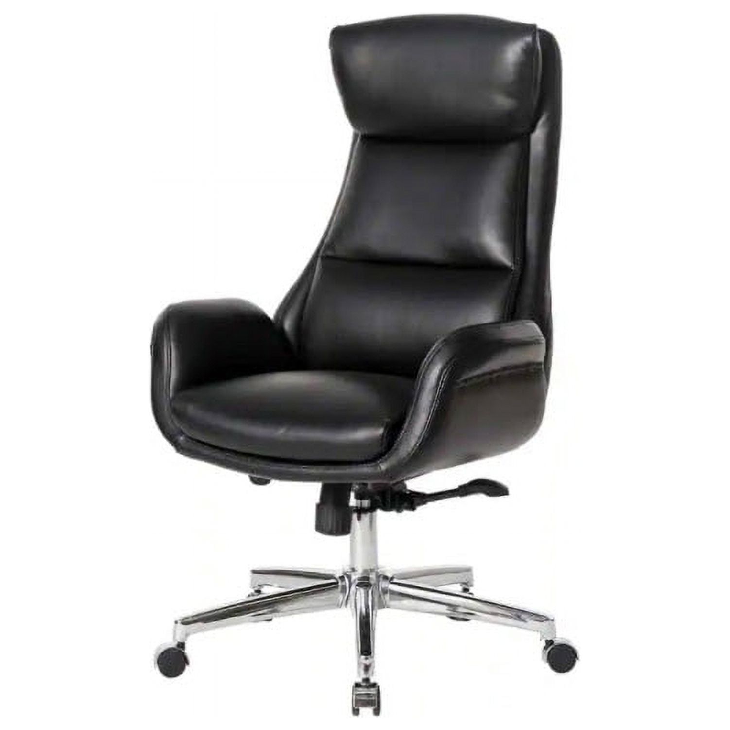 Ergonomic Executive High-Back Swivel Chair in Black Leatherette