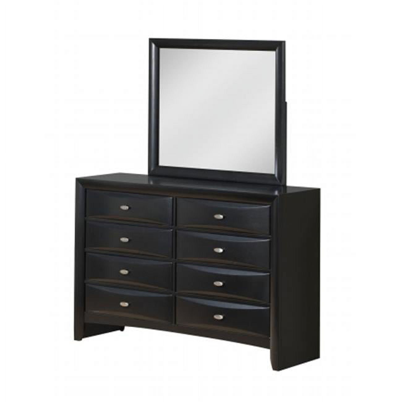 Linda Black Wood Solids/Veneer Contemporary Bedroom Mirror