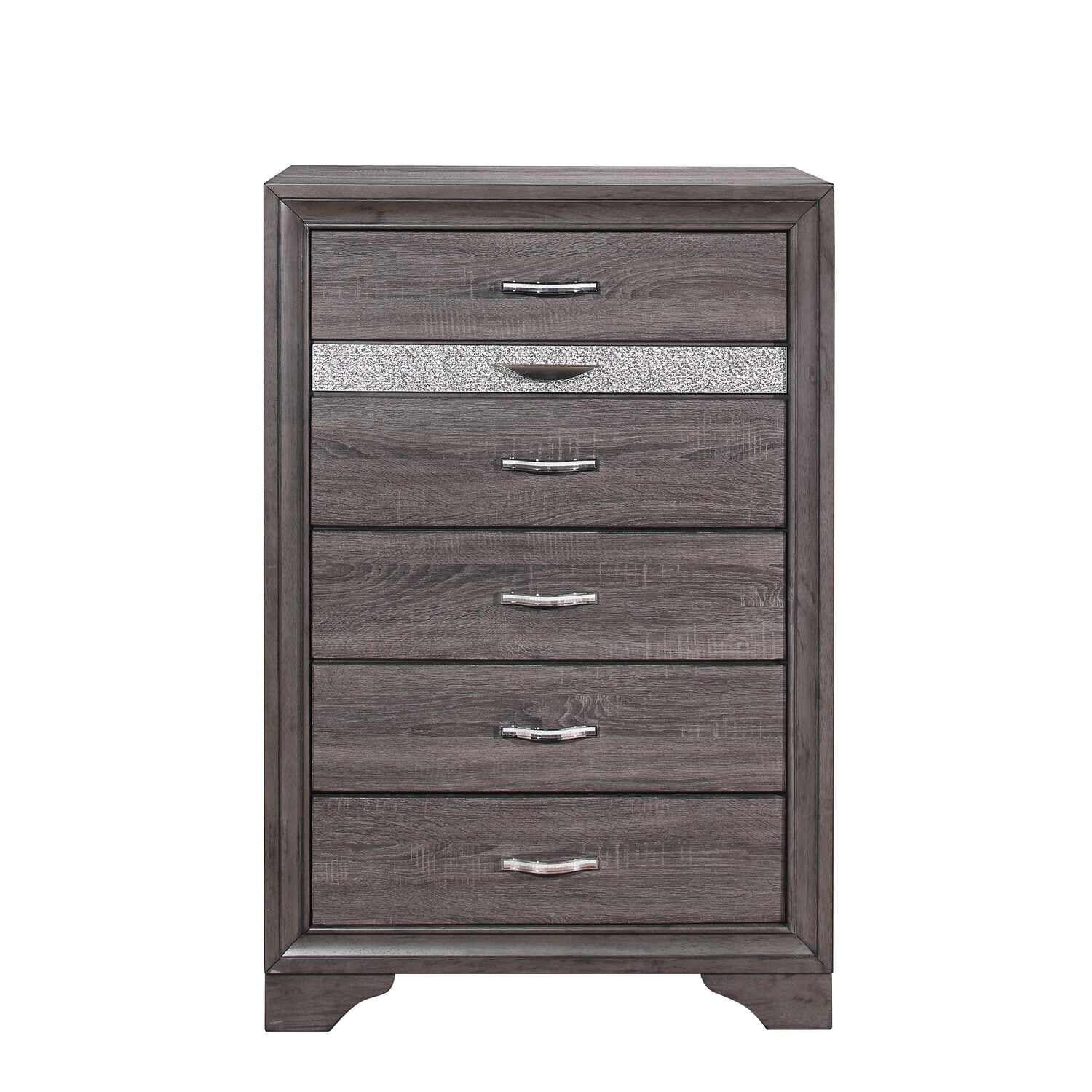 Seville Modern Grey Vertical Chest with Sparkle Accent