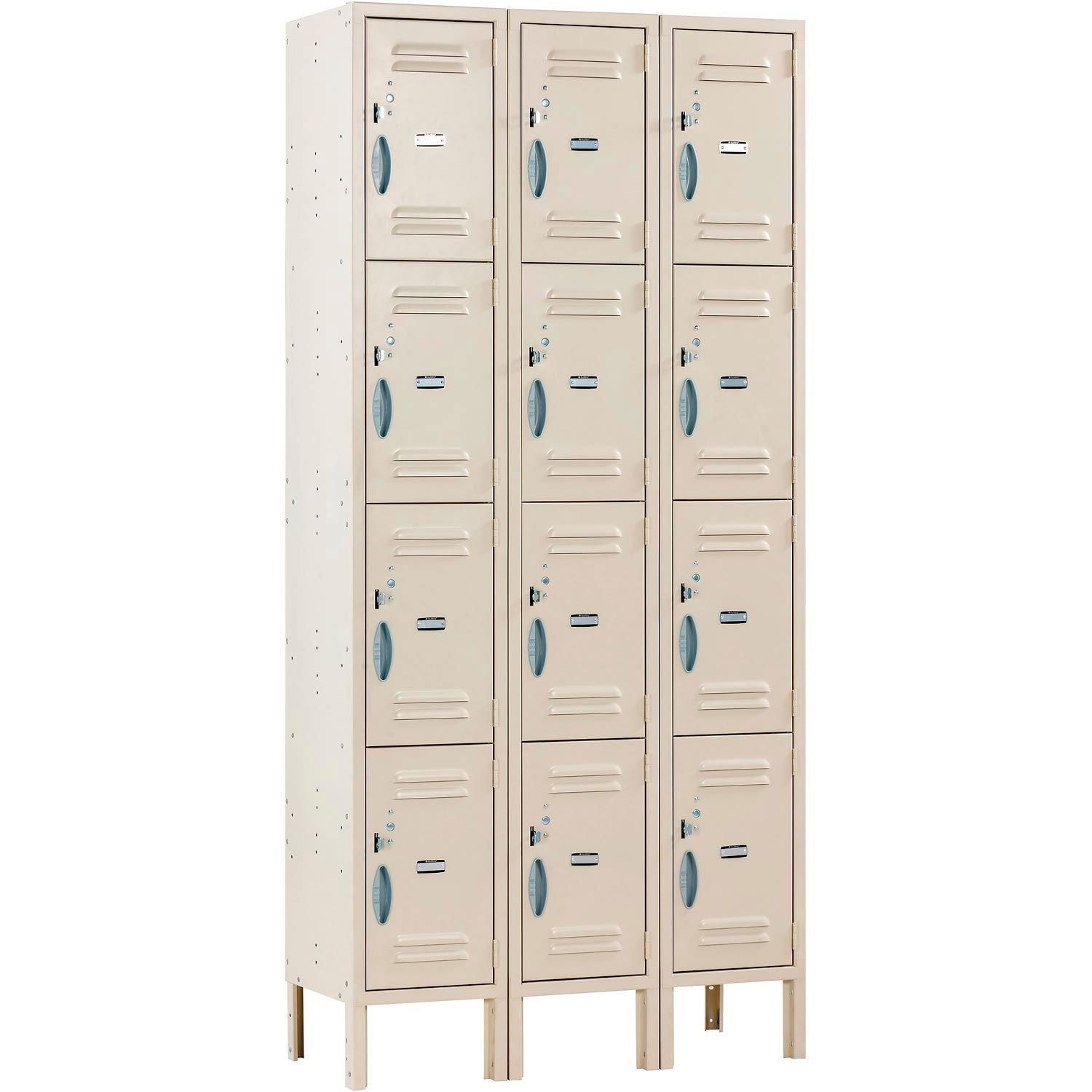 Tan 4-Tier 12-Door Steel Locker with Recessed Handles