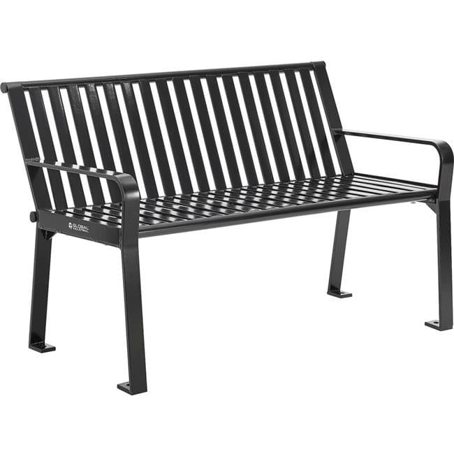 Black 4 ft. Steel Outdoor Park Bench with Vertical Slat Back