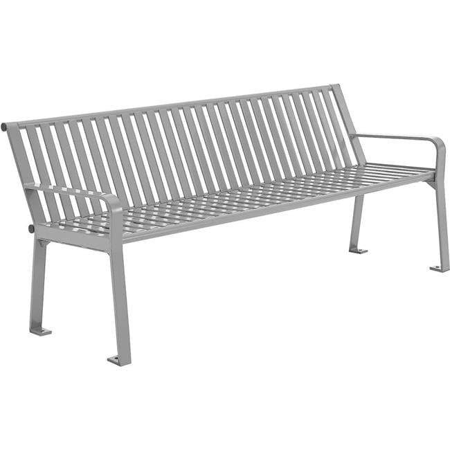 Gray 6-Foot Steel Outdoor Park Bench with Backrest