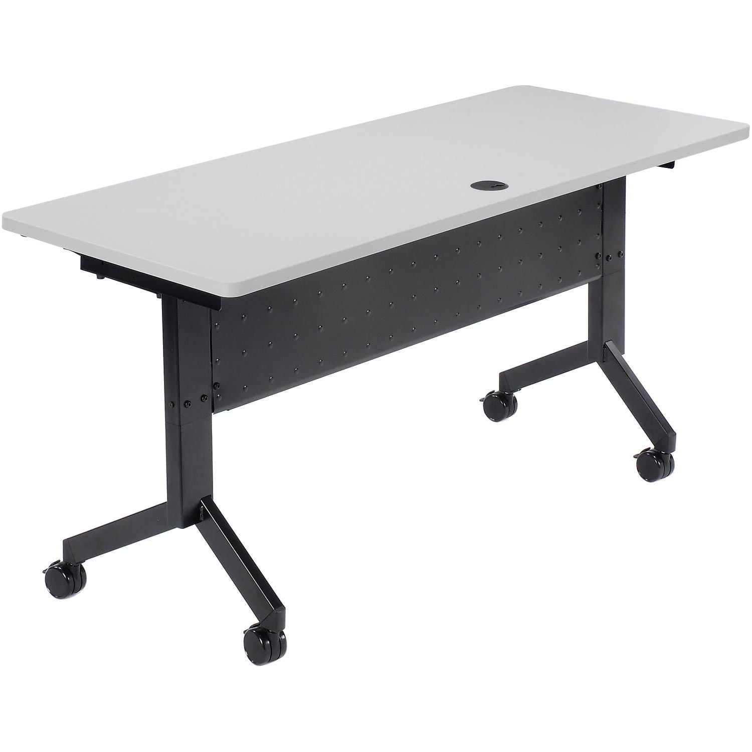 Gray and Black Laminate Flip-Top Training Table with Metal Frame