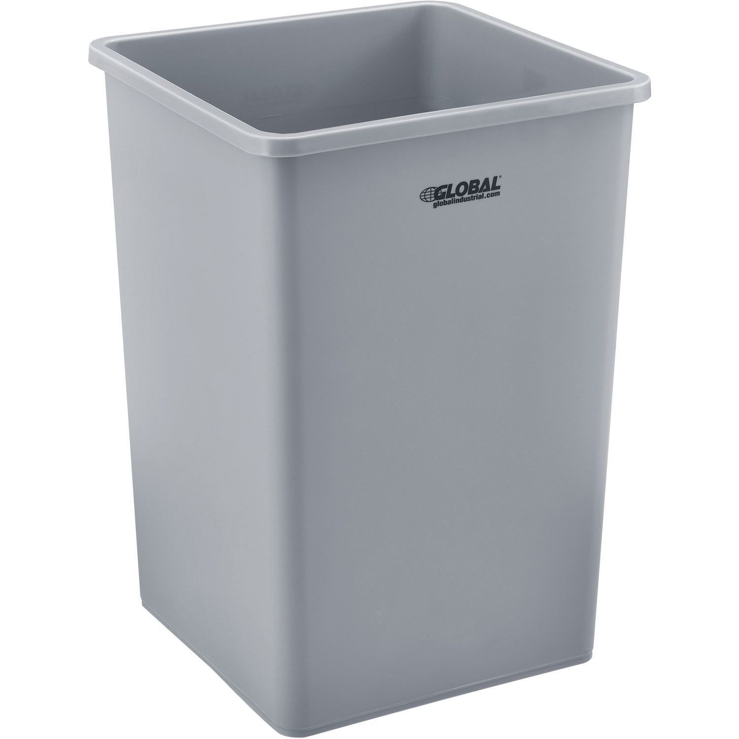 Gray 35 Gallon Square Plastic Indoor/Outdoor Trash Can