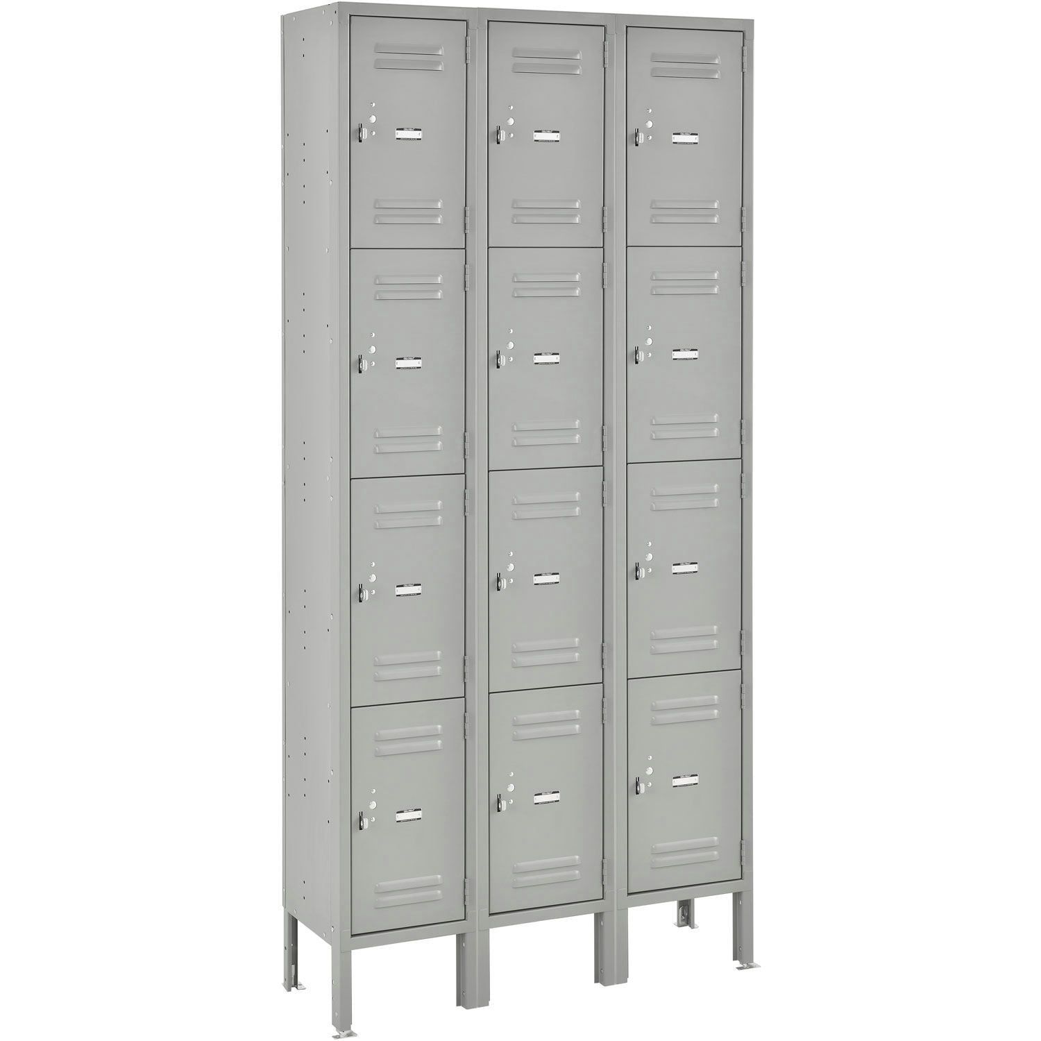 Gray 4-Tier 12-Door Steel Lockable Locker Unit