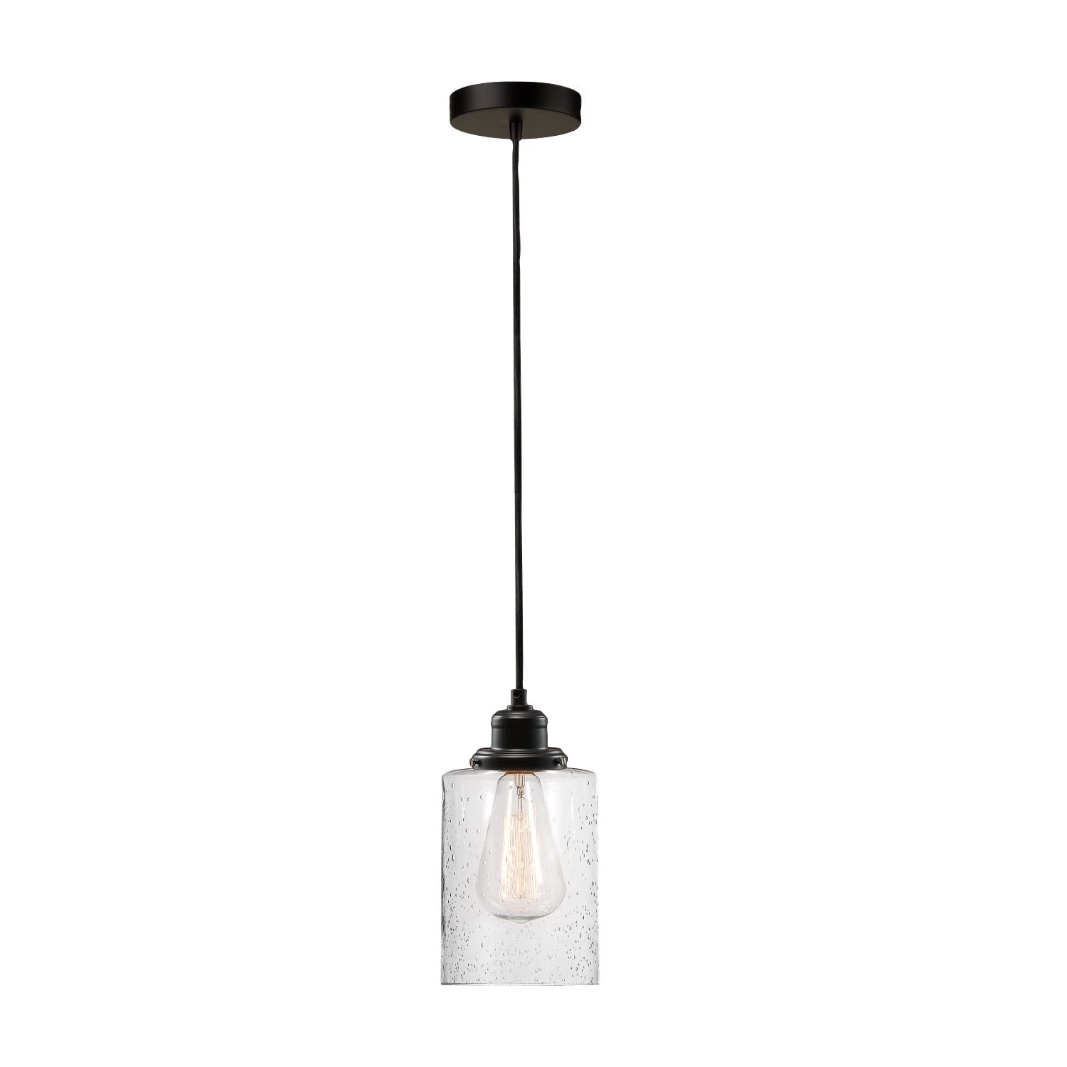 Annecy Dark Bronze Seeded Glass Adjustable Pendant Light