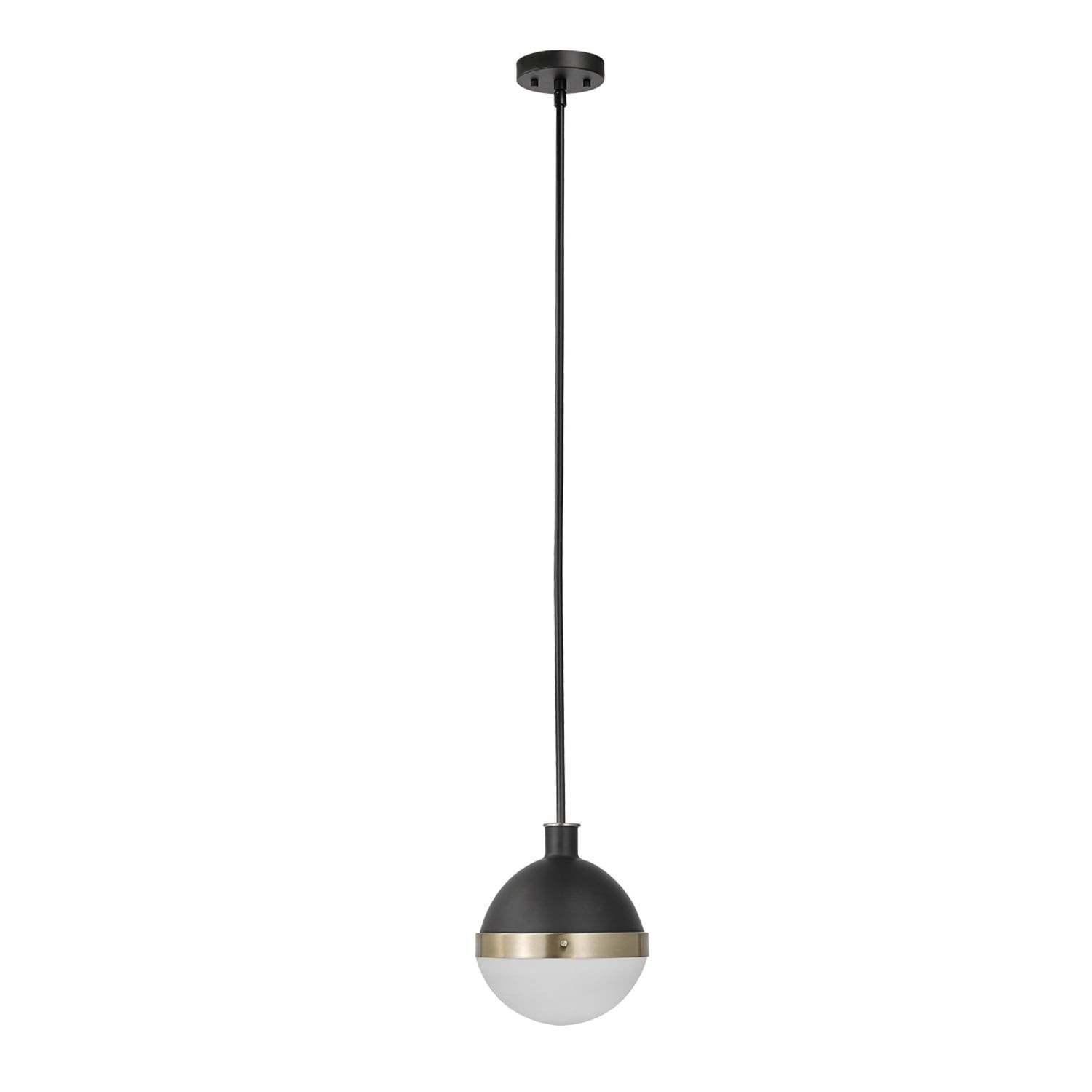 Adjustable Matte Black Globe Pendant with Frosted Glass Shade