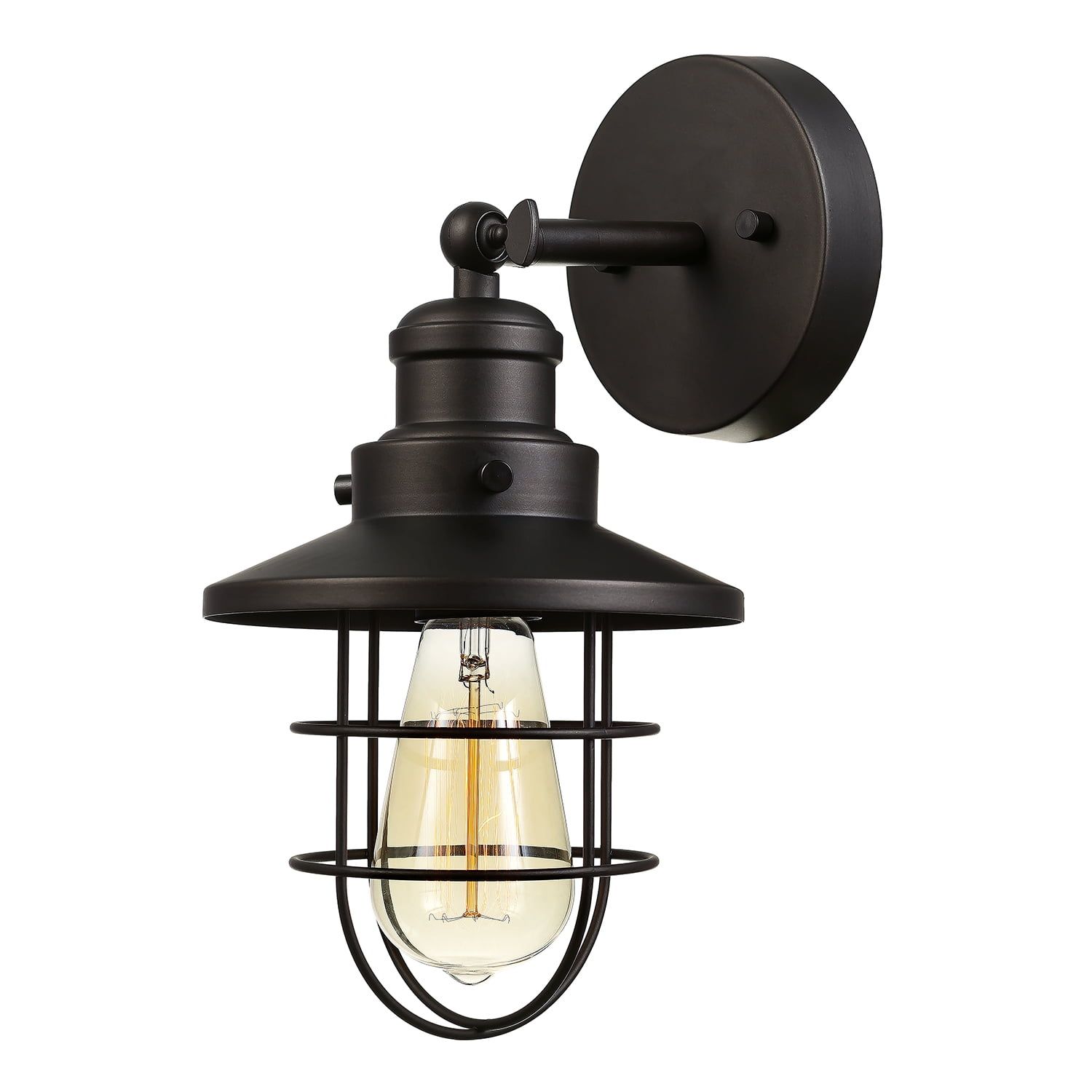 Beaufort Dark Bronze Industrial Wall Sconce with Cage Shade