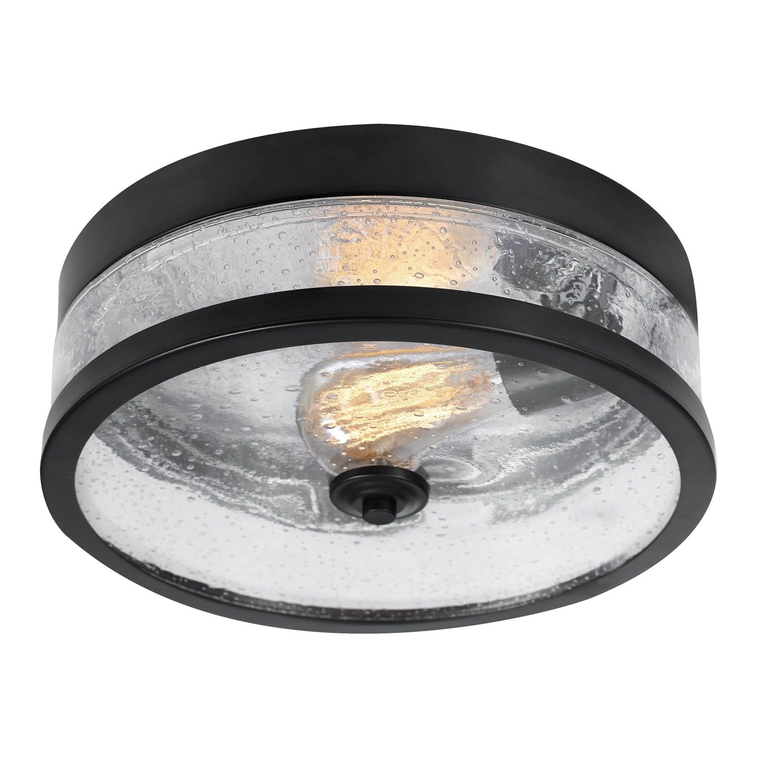 Carolina 11.25" Dark Bronze and Glass Flush Mount Ceiling Light