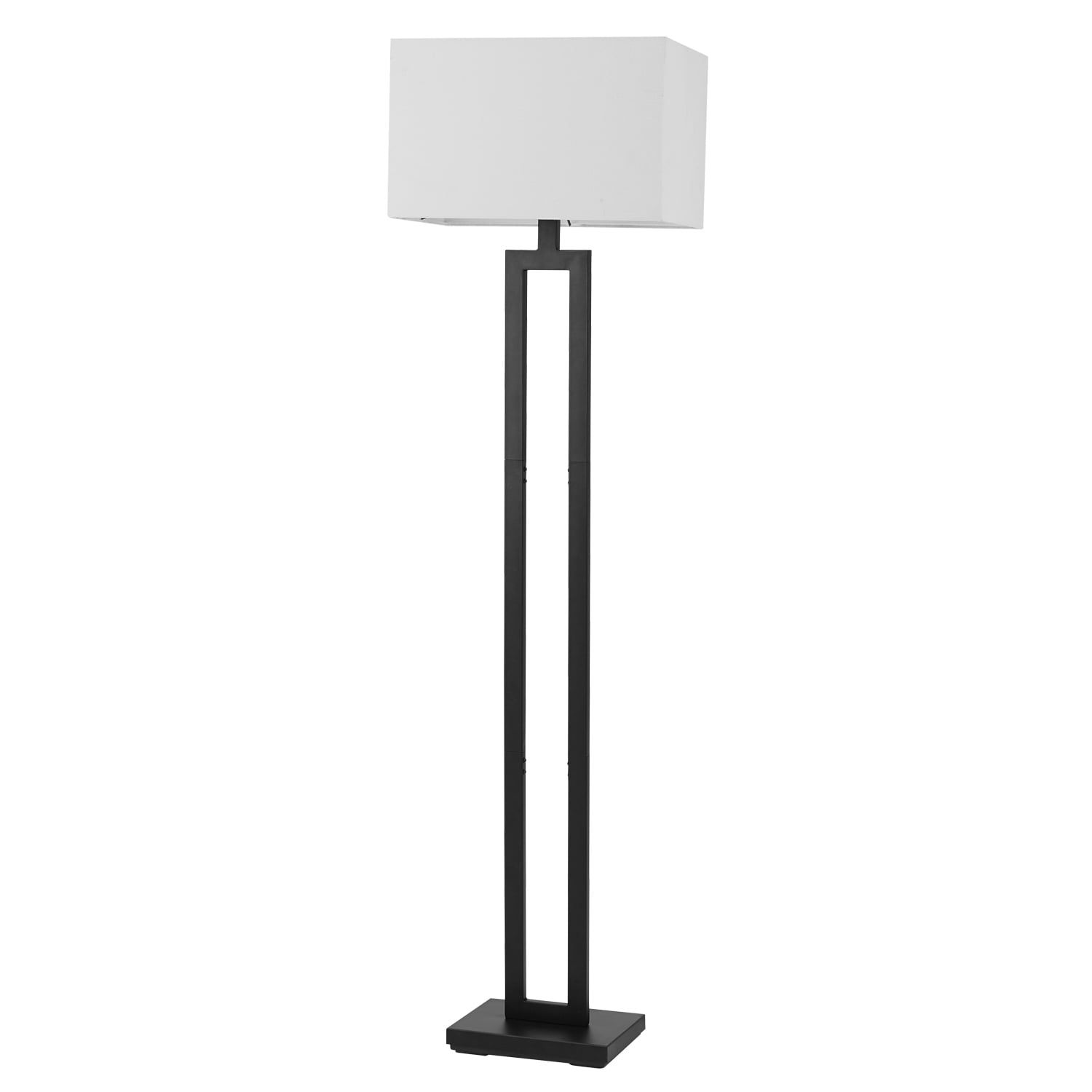 Matte Black Modern Energy Star 58" Floor Lamp with White Linen Shade